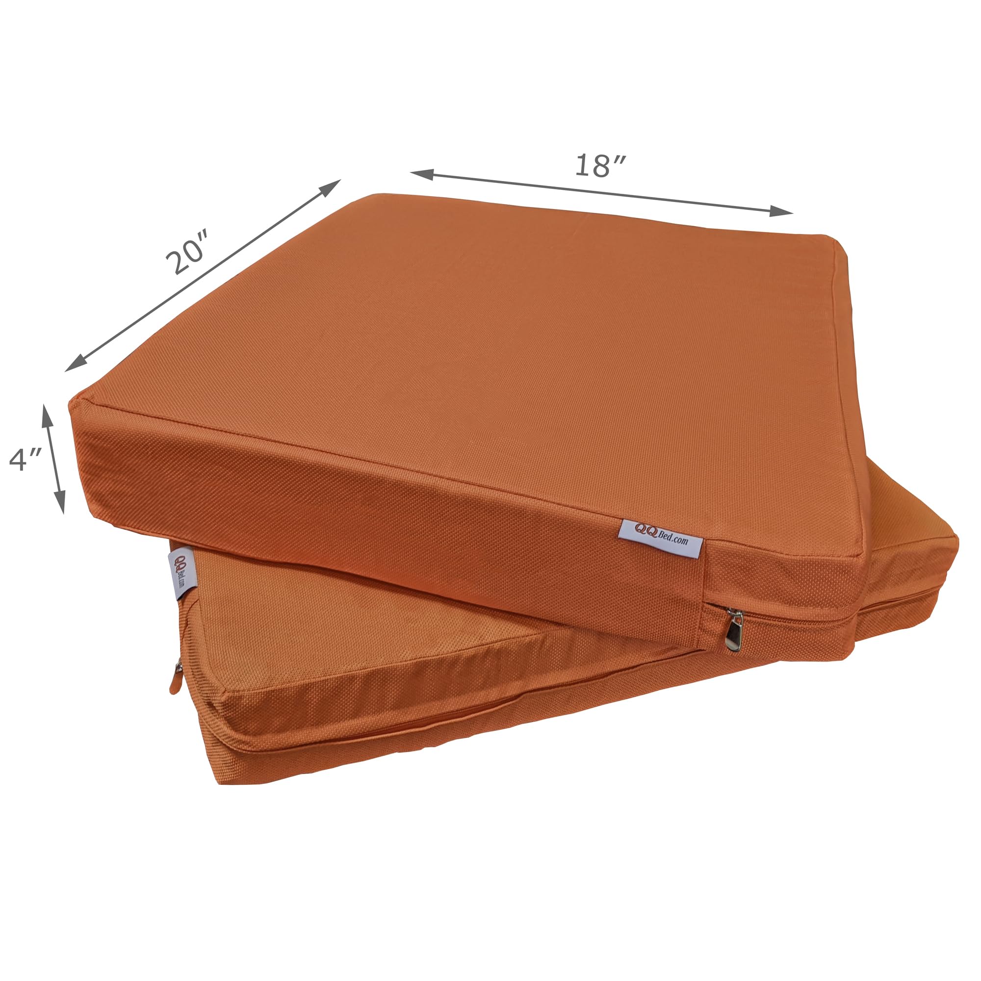 Outdoor Patio Chair Cushion Covers 20x18x4 Inches - Washable Replacement Seat Pillow Covers (8 Pack, Rust Color) for Garden, Poolside & Deck Furniture Protection