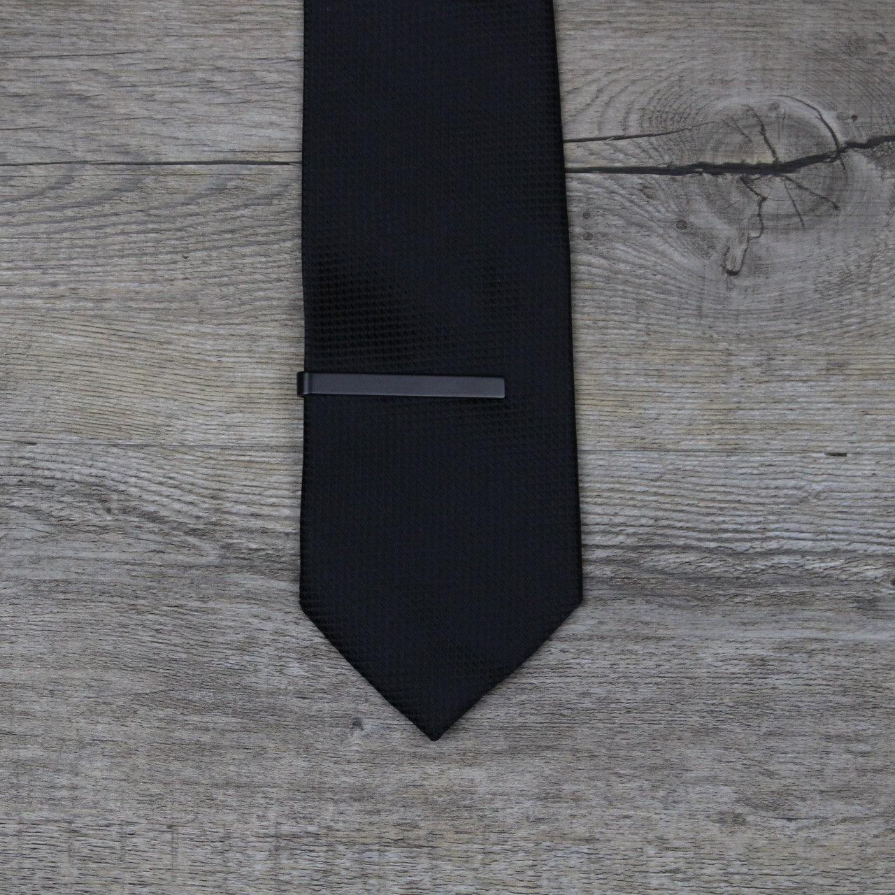 Matte Black Tie Bar Clip for Men - Classic Necktie Accessory for Weddings, Business & Formal Events