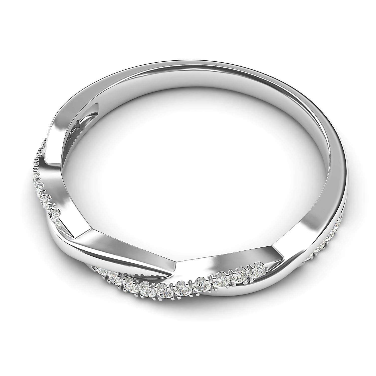 14K White Gold 2.5mm Petite Twisted Vine Simulated Diamond Wedding Band Ring - Elegant Matching Bridal Set for Engagement, Anniversary & Everyday Wear