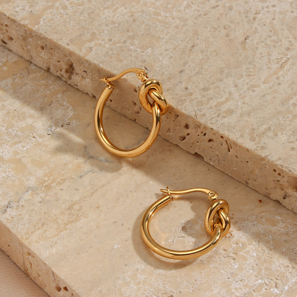Elegant Gold Knot Hoop Earrings for Women - Minimalist Everyday Jewelry Gift | Perfect for Daily Wear, Office, and Special Occasions