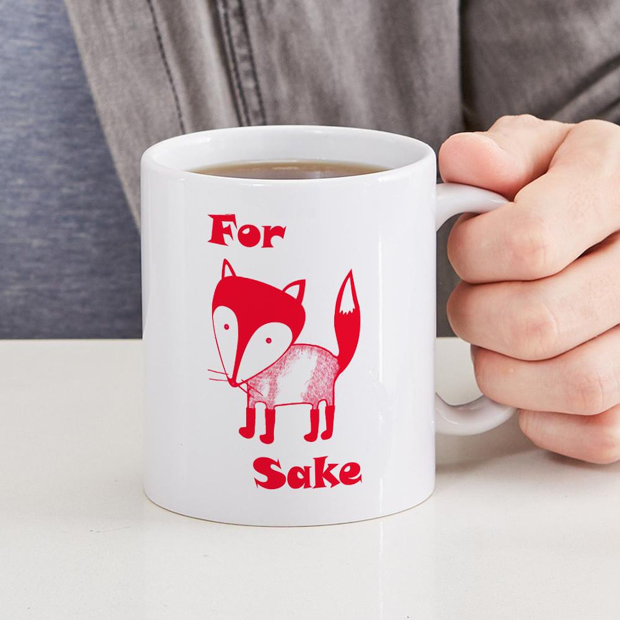 For Fox Sake 11 oz Ceramic Coffee Mug - Funny Fox Design Coffee Cup for Office, Home & Gifts (325ml)