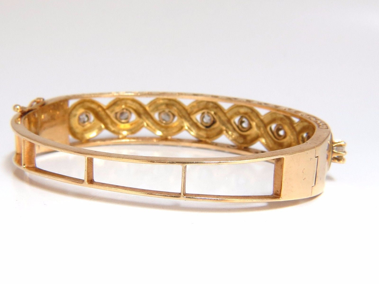 Victorian Style 14kt Gold Diamond Braided Bangle Bracelet - Handmade Interwoven Design for Women, Perfect for Weddings, Parties & Special Occasions