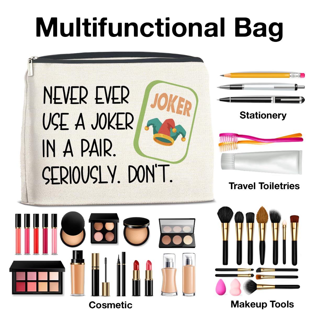 Mahjong Themed Makeup Bag for Women - Funny Cosmetic Pouch with Zipper for Mahjong Lovers | Perfect Gift for Gamers & Travel Organizer