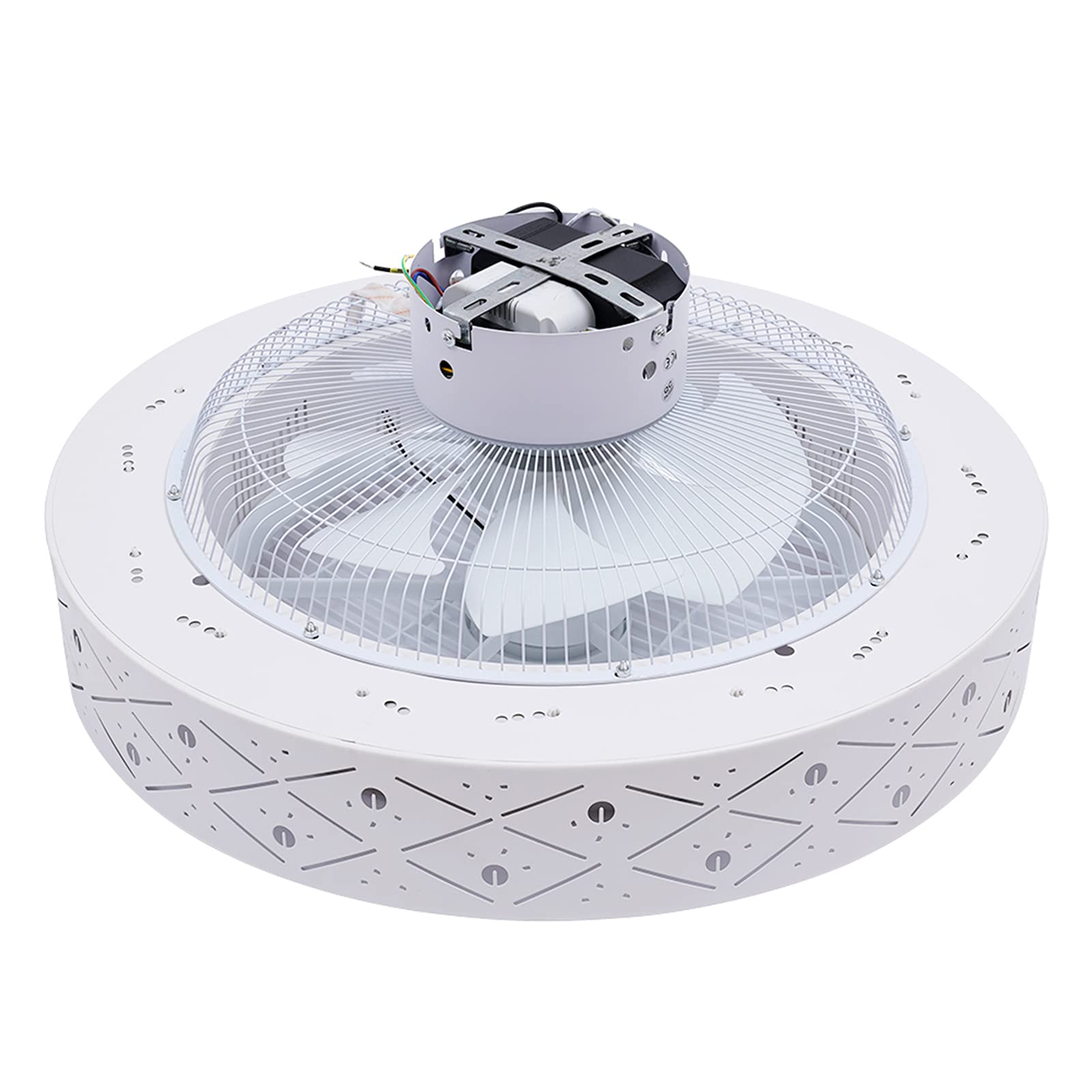 22 Inch Modern Ceiling Fan with LED Light and Remote Control - Dimmable Semi Flush Mount Fan for Living Room, Bedroom, Office - 3 Speed Settings & 3 Color Temperatures - 110V for 50-170 sq ft Spaces (Pineapple Bead Design) - Perfect for Home Cooling, Ambient Lighting, and Energy-Efficient Air Circulation