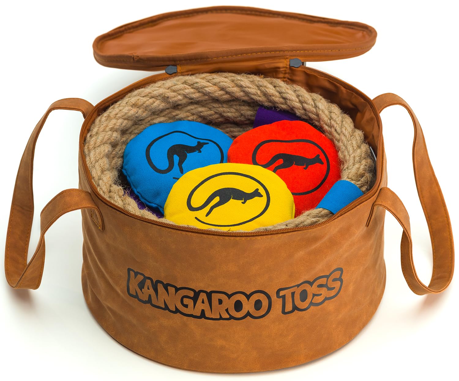 Kangaroo Toss Game Set - Official Outdoor Yard & Beach Game for Adults & Family - Perfect for Backyard, Lawn, Camping, Picnics & Tailgating - Includes Ladder Toss, Bocce & Cornhole Accessories