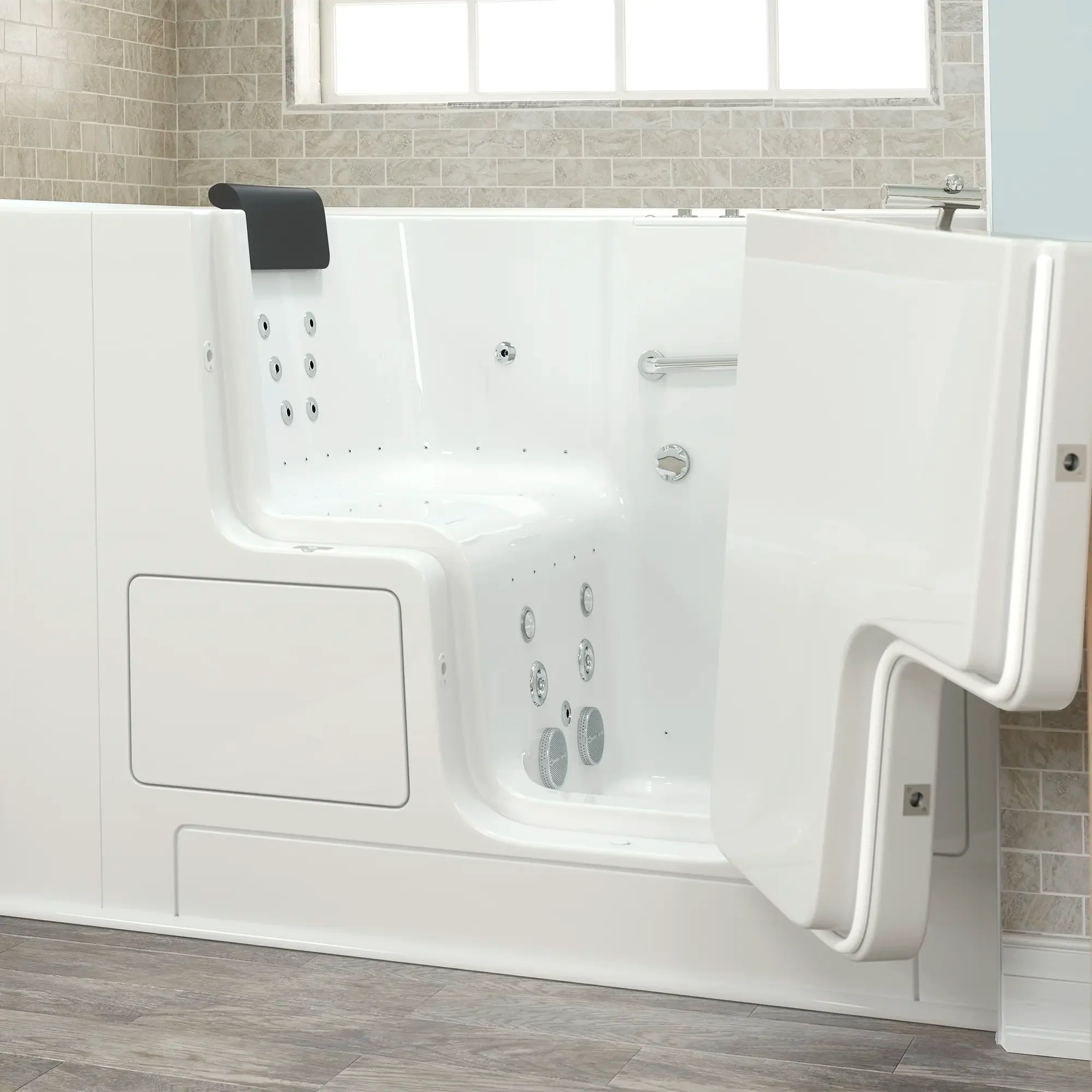Premium 32 x 52 Inch Gelcoat Walk-In Bathtub with Air Spa & Whirlpool System - Right Hand Drain - Ideal for Elderly & Mobility Support, Home Spa Relaxation