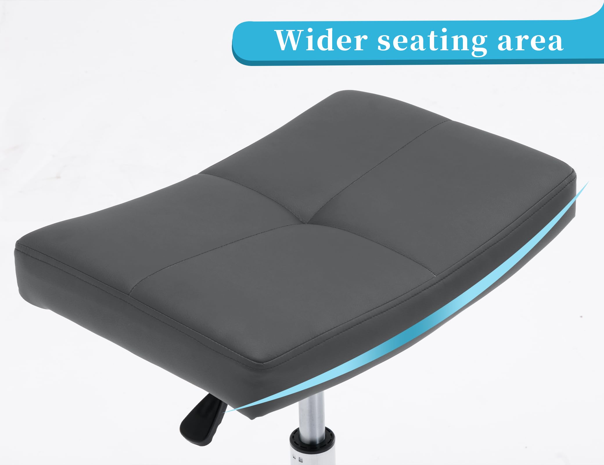 Heavy Duty Adjustable Rolling Stool with Locking Wheels & Footrest - Ergonomic Swivel Drafting Chair for Office, Garage, Workbench, Salon & SPA - Grey Rolling Work Stool for Comfortable Seating & Mobility