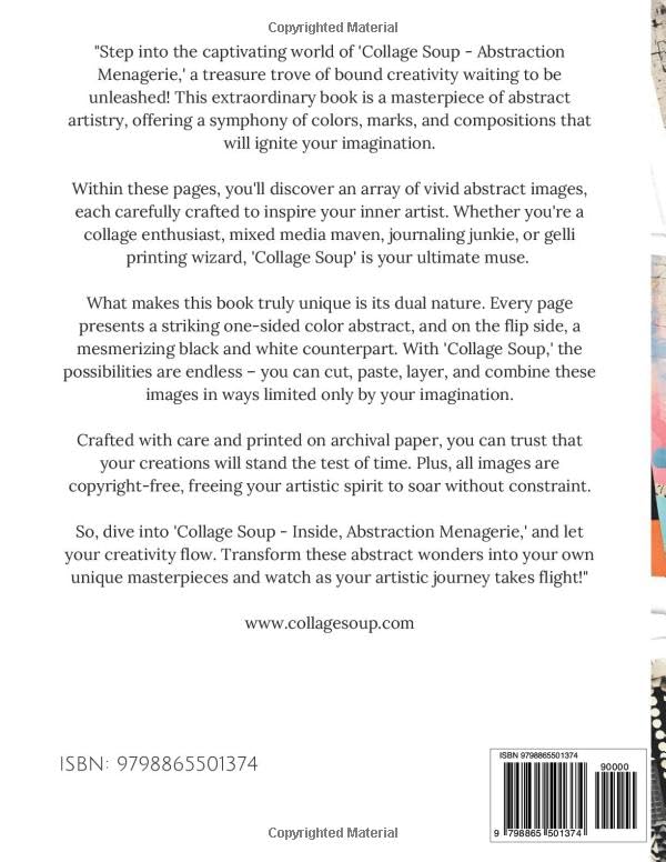Abstract Collage Paper Book for Cutting, Tearing & Crafting - Premium Scrapbooking Supplies for DIY Art Projects | Perfect for Mixed Media, Junk Journals & Card Making
