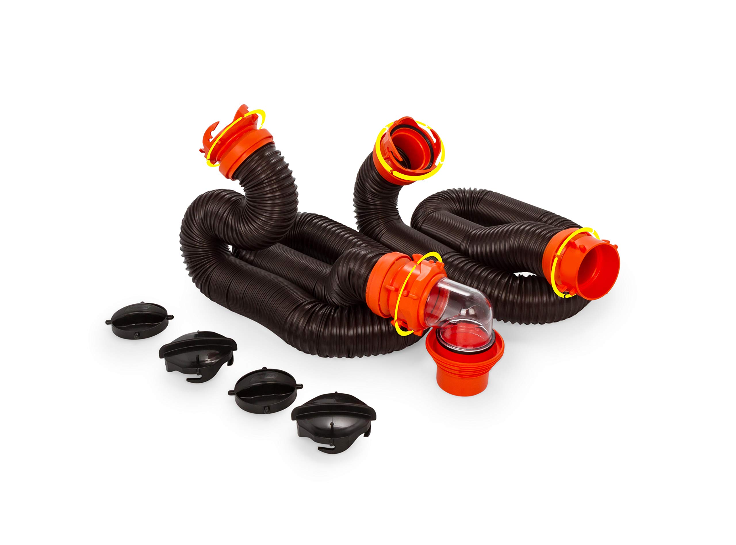 Camco RhinoFLEX 20-Foot RV Sewer Hose Kit with Sidewinder 10-Ft Support - Heavy Duty Waste Water Drainage System for Campers & RVs - Perfect for RV Parks, Campgrounds & Outdoor Adventures