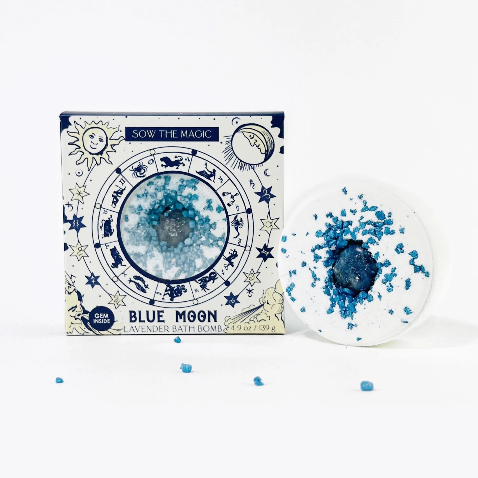 Blue Moon Lavender Bath Bomb for Relaxation - Natural Aromatherapy Stress Relief, Perfect for Spa Night & Self Care