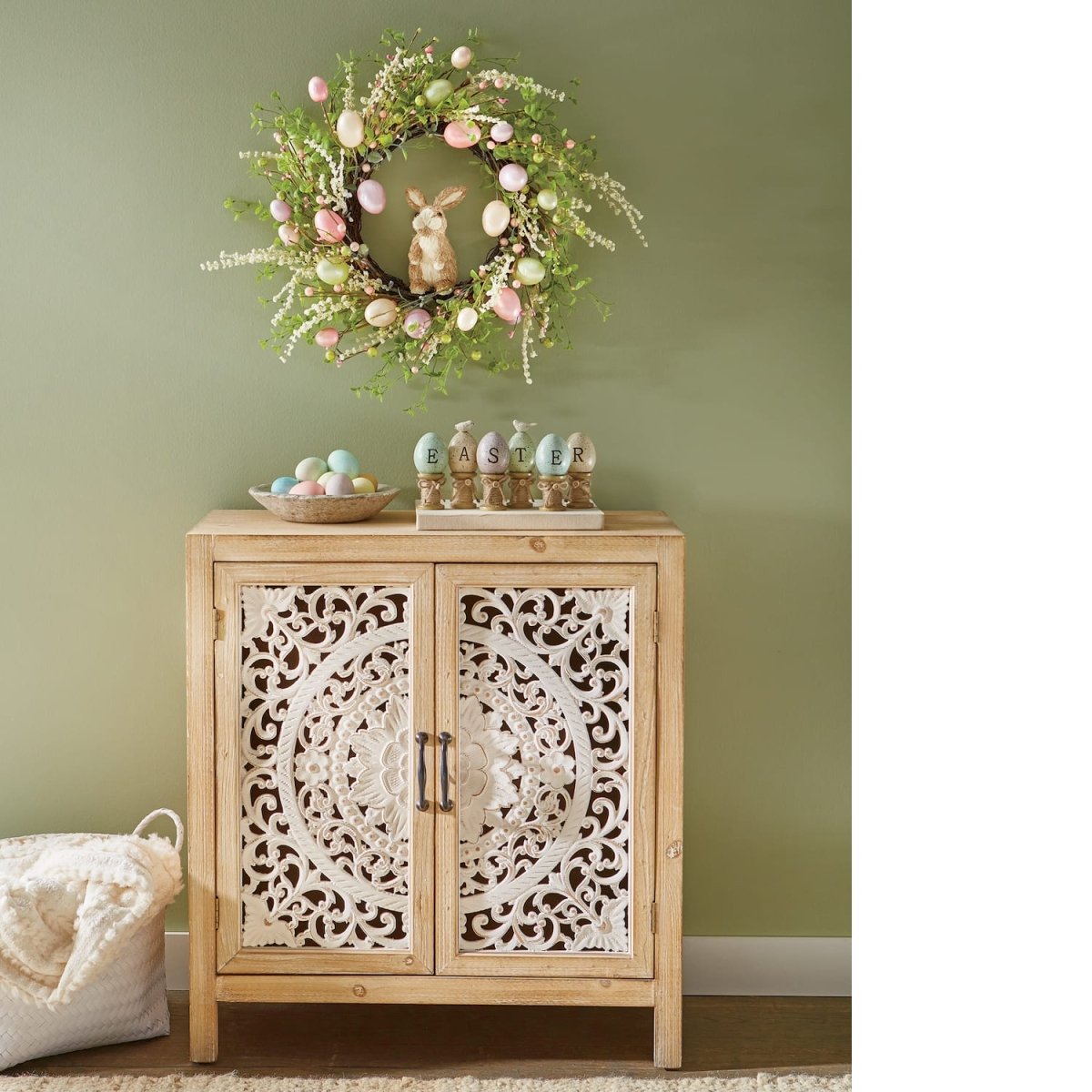 Hand Carved Wooden Cabinet - Traditional Indian Design Solid Wood Storage Furniture for Living Room, Bedroom & Home Decor