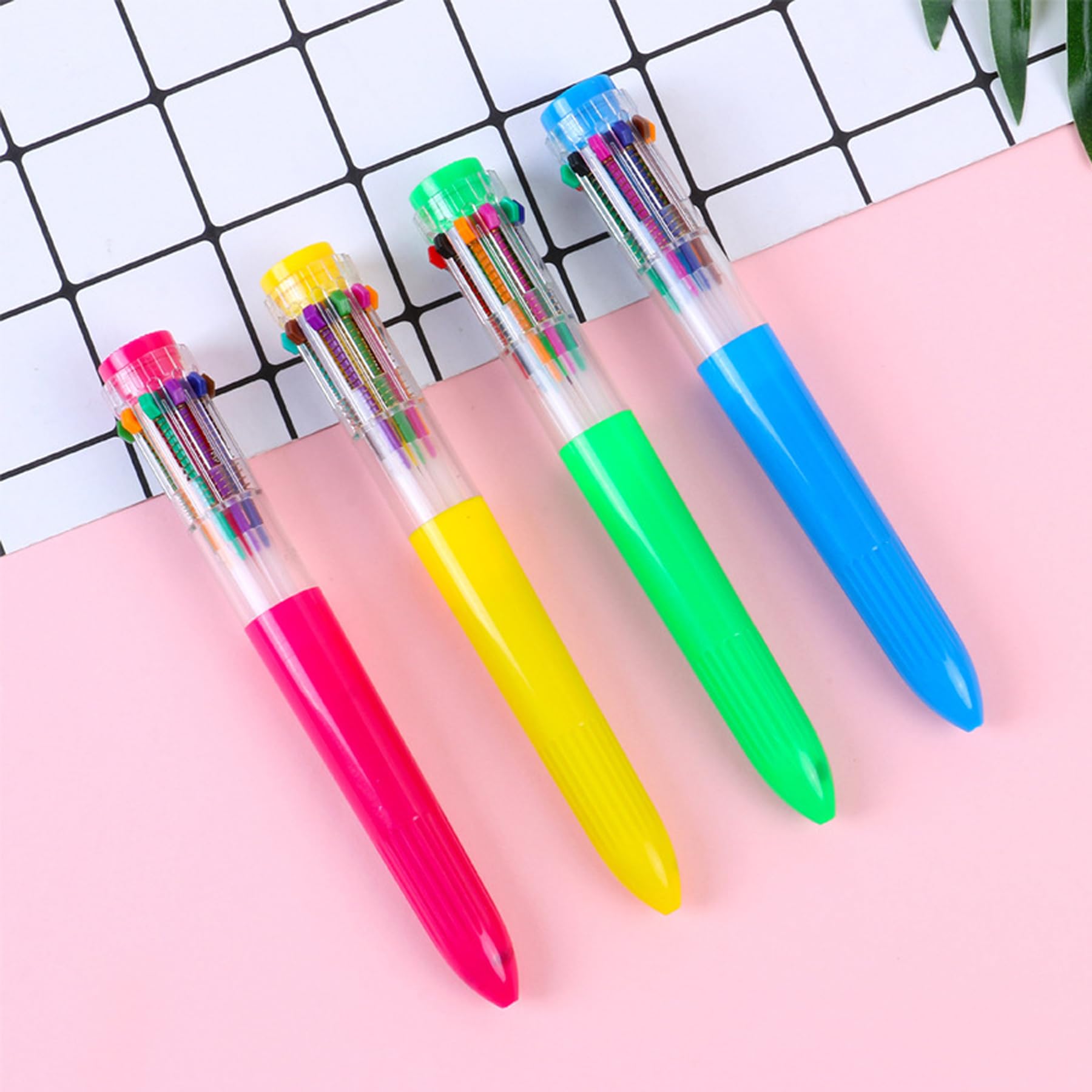 HeTaoCat 10-in-1 Multicolor Pens 3 Pack - 0.5mm Fine Point Retractable Ballpoint Pens with Transparent Barrel (10 Vibrant Colors) - Perfect for Office, School, Note Taking, Journaling & Art Projects