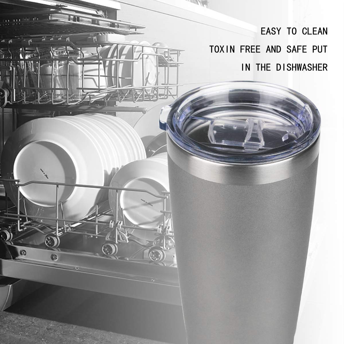 12 Pack 20oz Stainless Steel Vacuum Insulated Tumbler - Double Wall Travel Mug with Lid, Leakproof Coffee Cup for Hot & Cold Drinks, Perfect for Home, Office, Gym, Camping & Outdoor Activities (Grey)