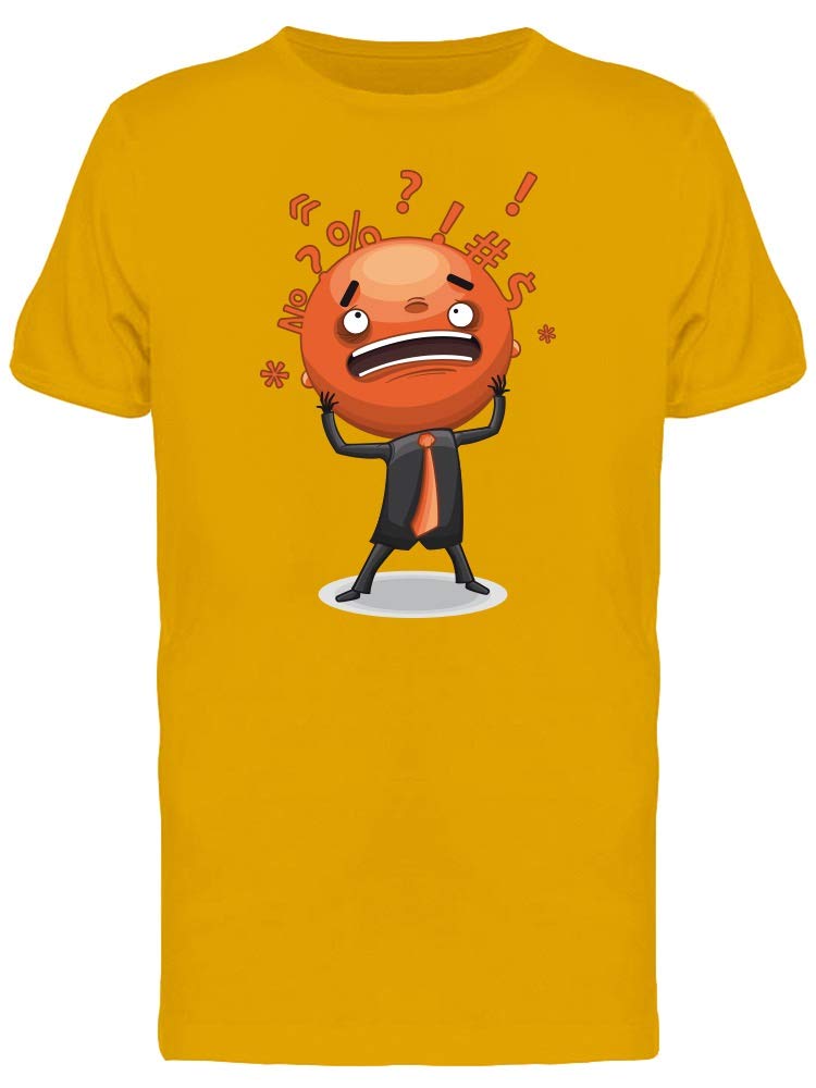 Funny Orange Ball Man in Panic Graphic T-Shirt for Men - Trendy Casual Tee for Everyday Wear, Parties & Gifts