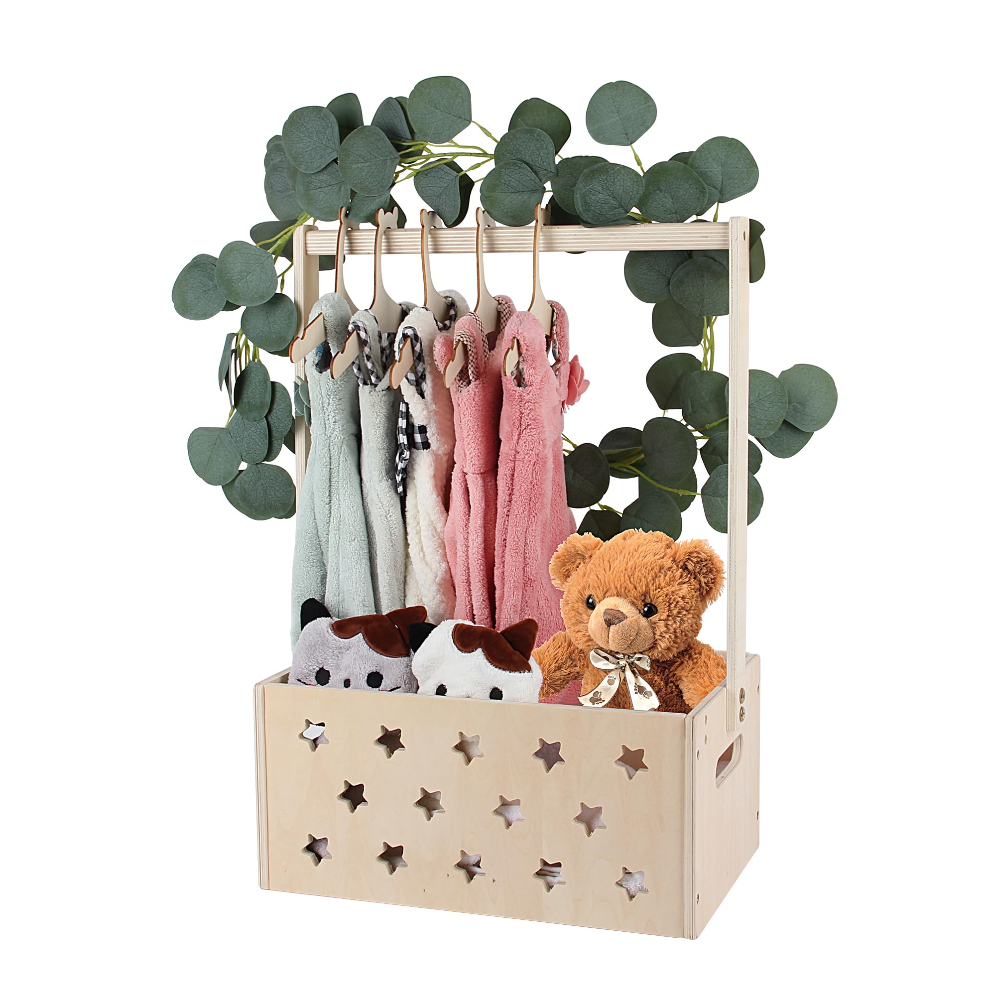 Wooden Baby Shower Gift Crate with Handle - Nursery Storage Basket for Newborn Boys & Girls - Baby Shower Gifts for New Parents - Perfect for Organizing Baby Clothes, Toys, and Nursery Essentials