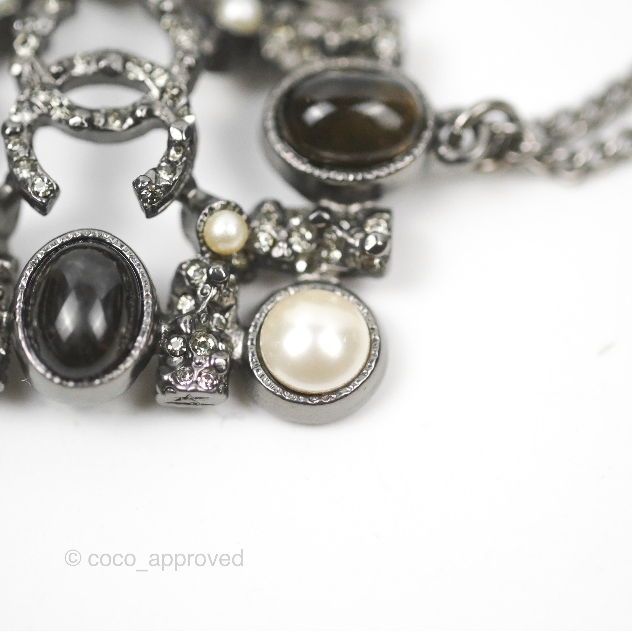 Chanel CC Square Pendant Necklace in Gun Metal 14P - Elegant Fashion Jewelry for Women, Perfect for Parties, Dates & Special Occasions