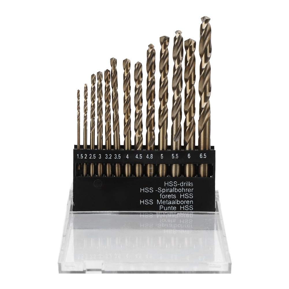 13Pcs HSS-CO Twisted Drill Bit Set with Straight Handle - High Speed Steel Cobalt Drill Bits for Home DIY, Engineering, Construction & Metal/Plastic/Wood Drilling - Perfect for General Repairs, Furniture Assembly & Workshop Projects