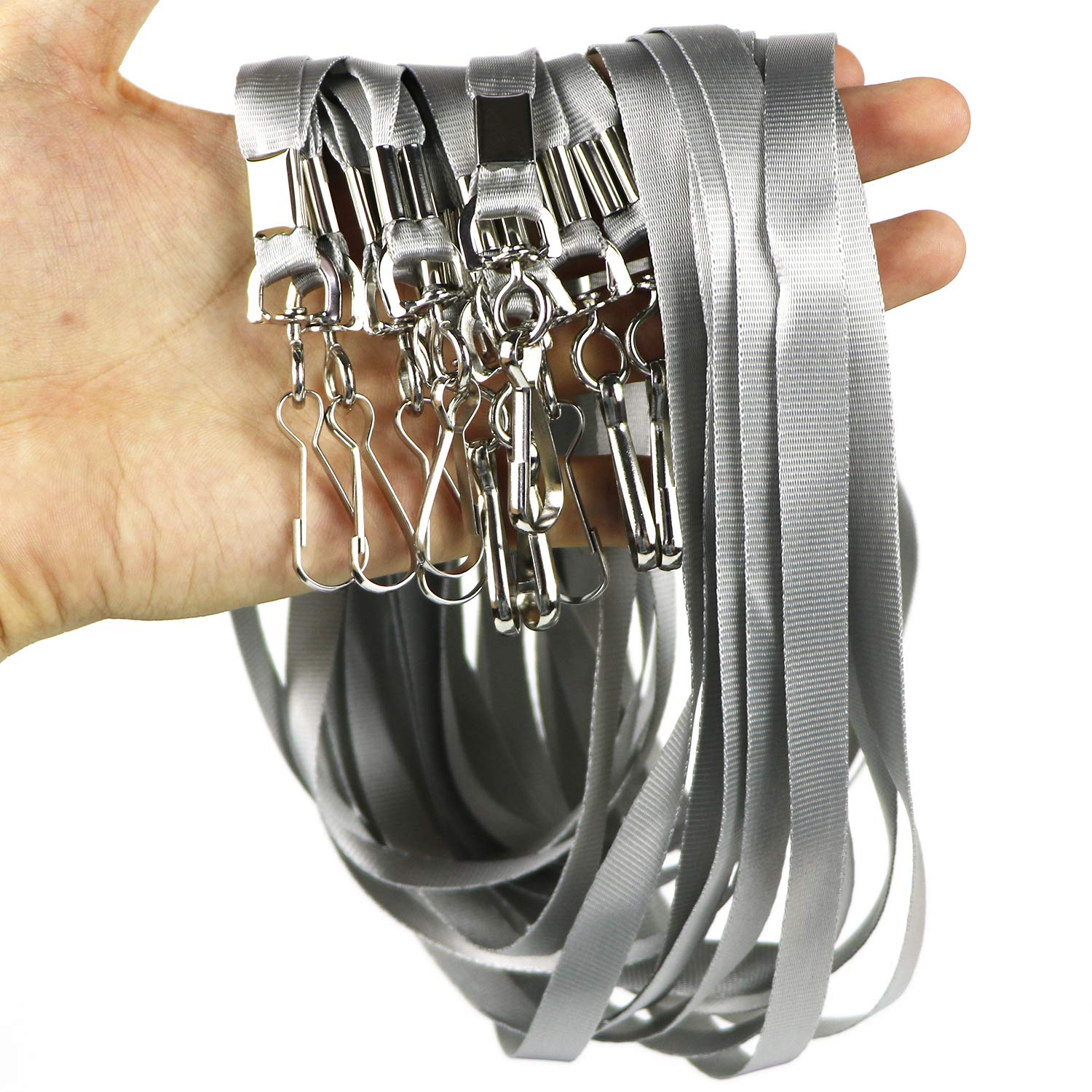 Premium Nylon Lanyards for ID Badges - 100Pack (Gray) - Ideal for Office, Cruise & School Use