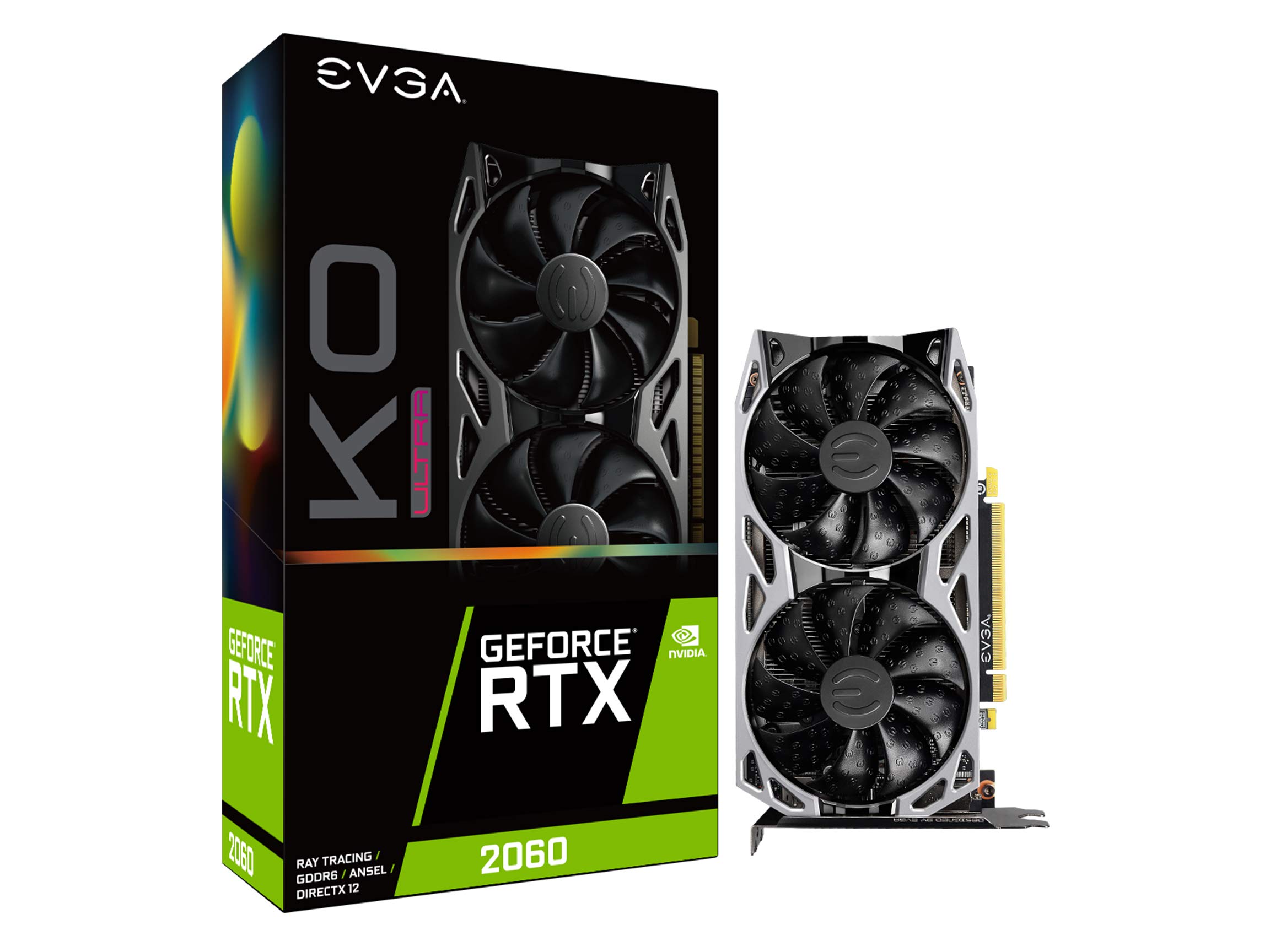 EVGA GeForce RTX 2060 KO Ultra Gaming Graphics Card - 6GB GDDR6, Dual Fan Cooling, Metal Backplate | High Performance for 1080p & 1440p Gaming, VR, and Content Creation