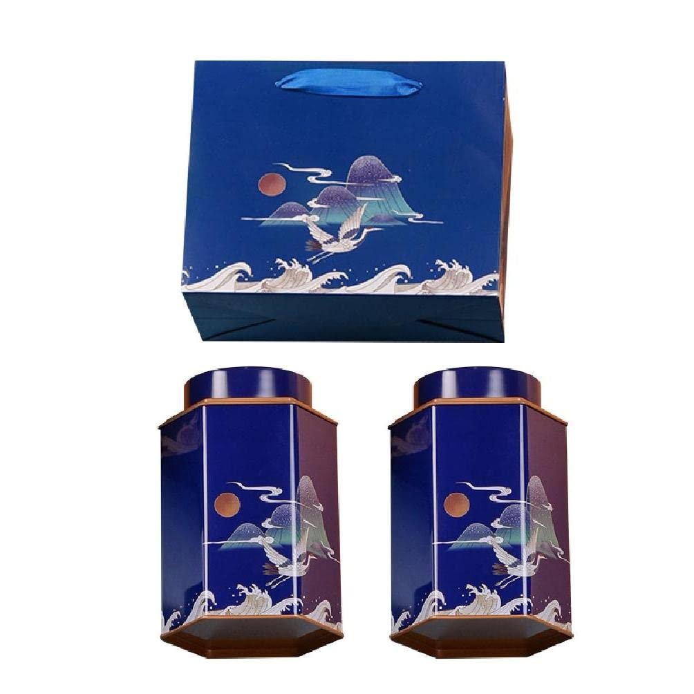 Premium Airtight Tea Storage Canisters - Chinese Style Decorative Tin Can with Lid for Loose Tea, Coffee, Cookies & Dry Food | Kitchen Pantry Organization & Gift Packaging Solution