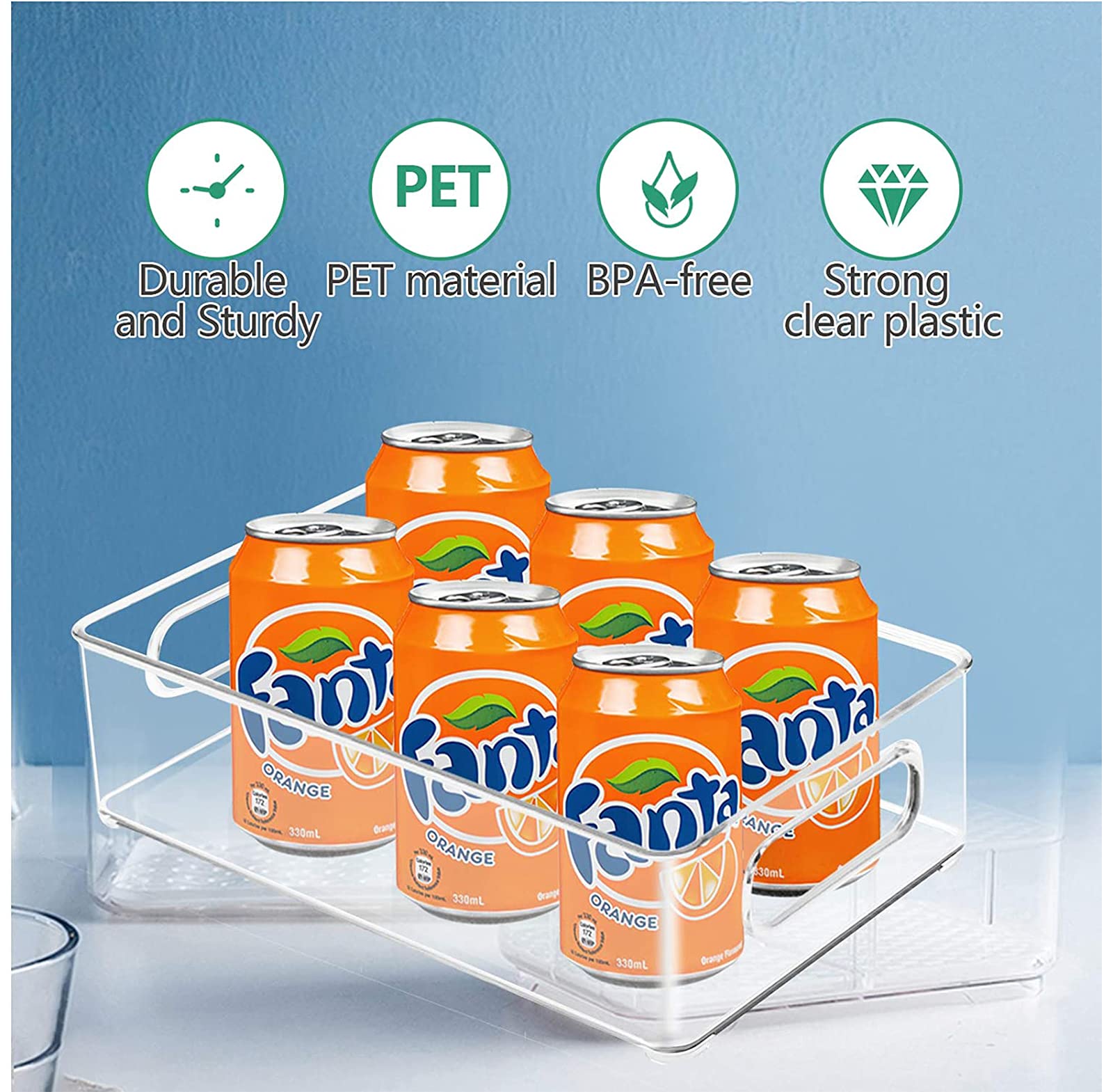 YYDSHEN Clear Stackable Pantry Bins for Refrigerator, Freezer & Kitchen Cabinet - BPA-Free Plastic Food Storage Containers (Large, Yellow) - Perfect for Organizing Fruits, Vegetables, Snacks & Leftovers