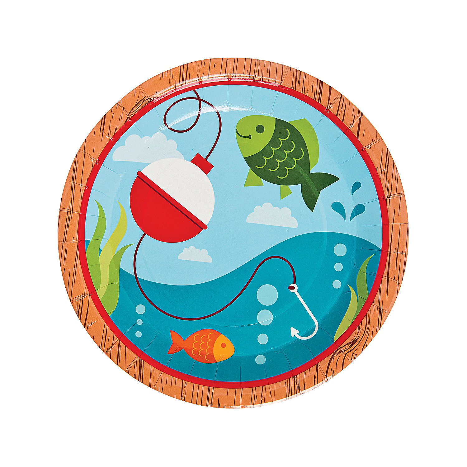 Fun Express Little Fisherman Themed Party Paper Plates - 8pc Fishing Birthday Party Supplies for Kids, Dessert & Dinner Disposable Plates - Perfect for Fisherman Themed Birthday Parties, Baby Showers & Outdoor Events