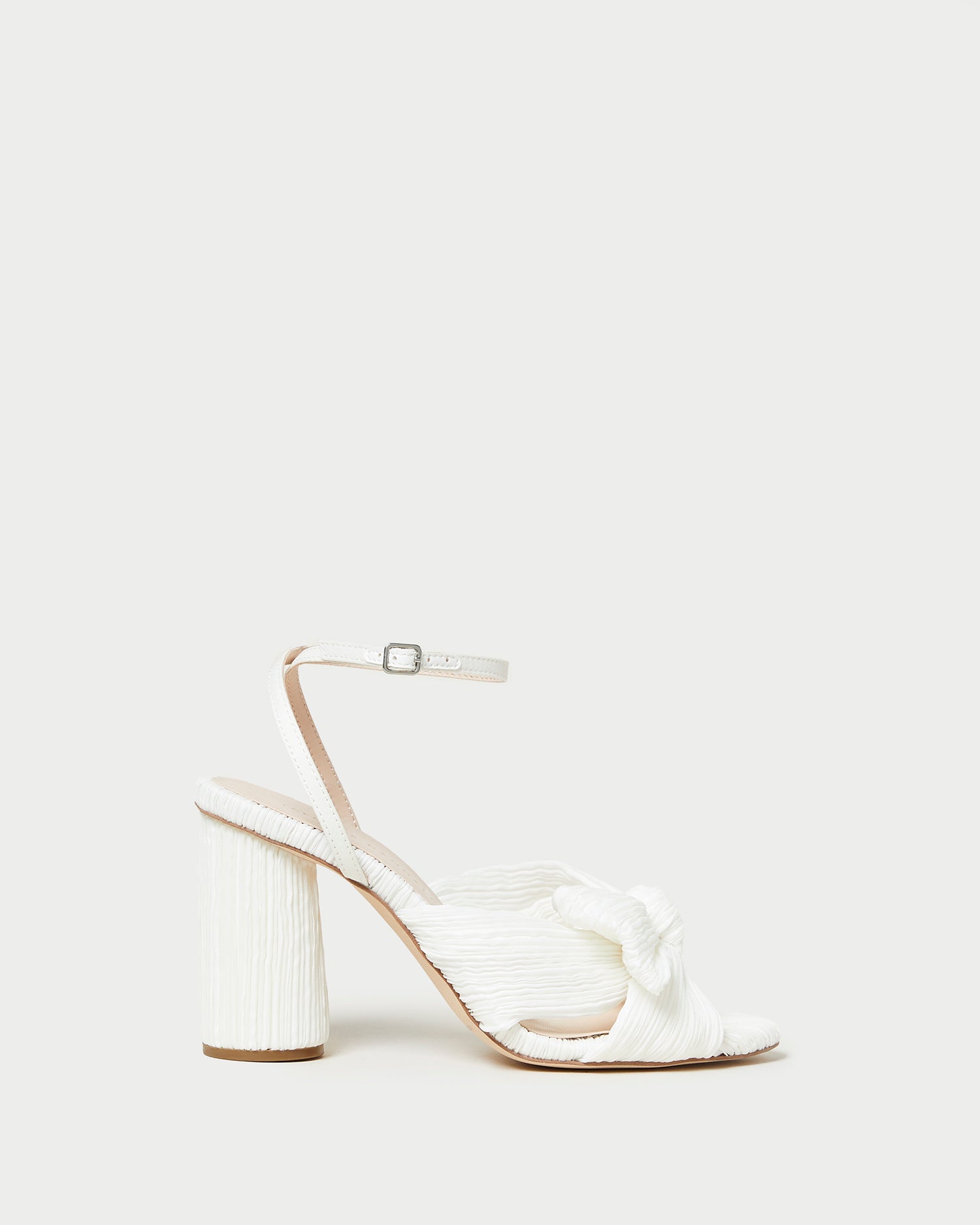 Camellia White Pleated Bow Heel Shoes - Elegant Women's Dress Pumps for Weddings, Parties & Formal Occasions
