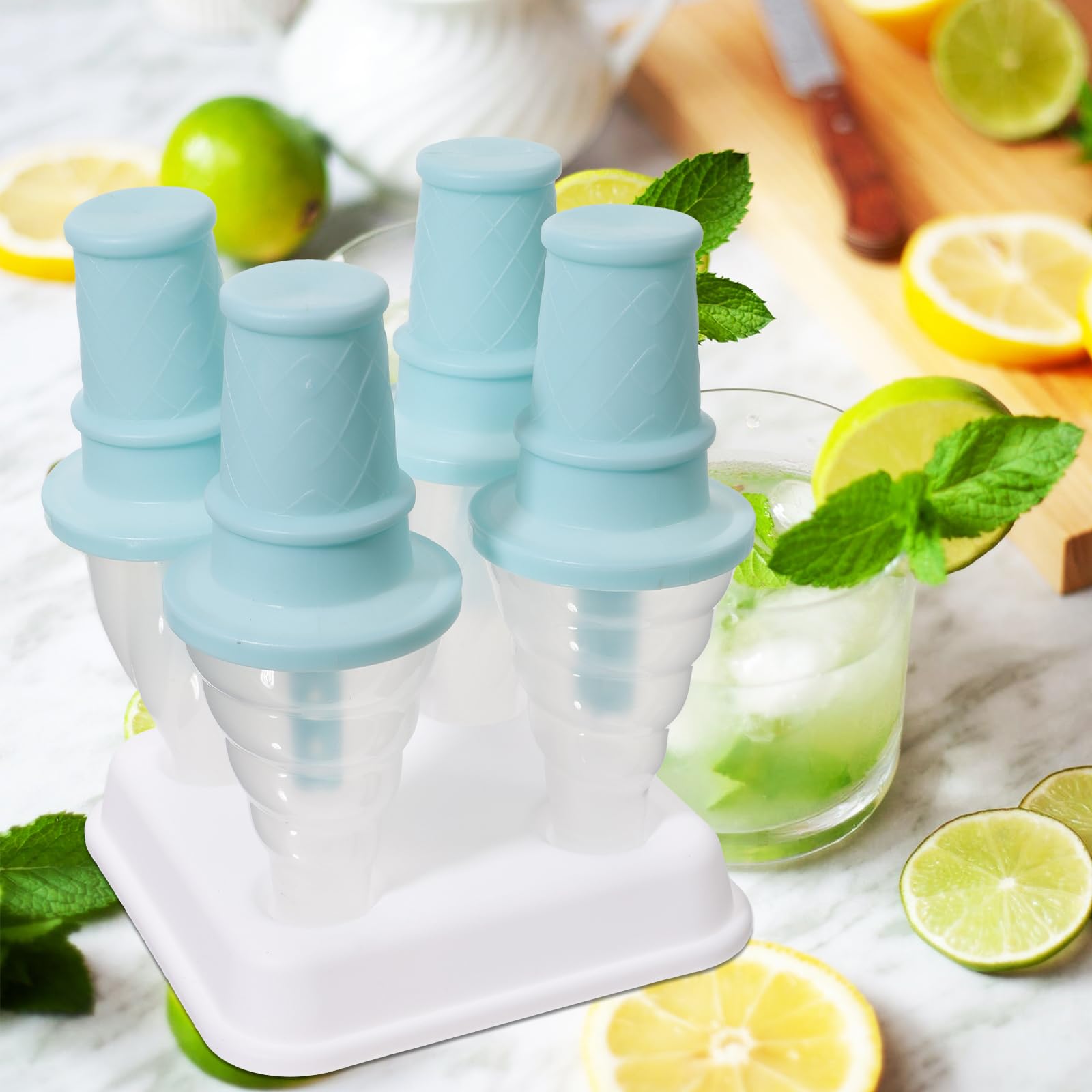 DOITOOL Silicone Popsicle Mold with 4 Reusable Ice Cream Molds - Easy Release DIY Homemade Ice Pop Maker for Kids & Adults - Perfect for Summer Treats, Birthday Parties and Family Fun