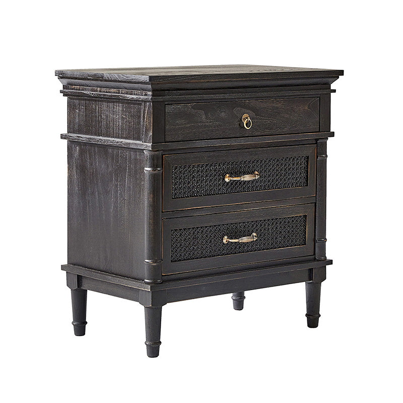 Emilio 3-Drawer Solid Wood Nightstand with USB Charging Port - Modern Bedside Table for Bedroom, Living Room & Office - Perfect for Charging Devices & Storage