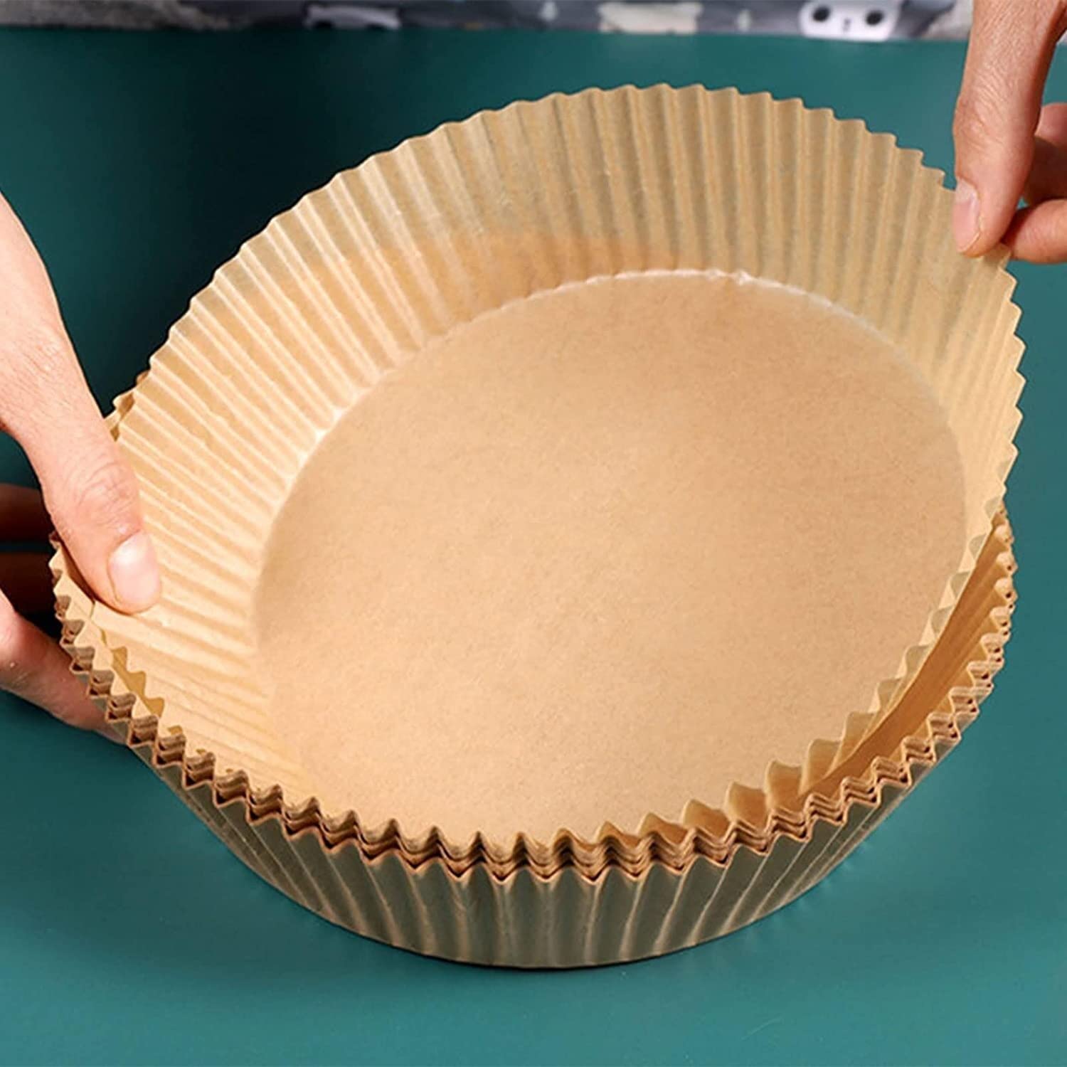 50PCS Air Fryer Paper Liners - Non-Stick Disposable Baking Sheets for Oven, Microwave, Frying Pan - Perfect for Roasting, Baking & Air Frying - 100PCS Bulk Pack for Home Kitchen & Meal Prep
