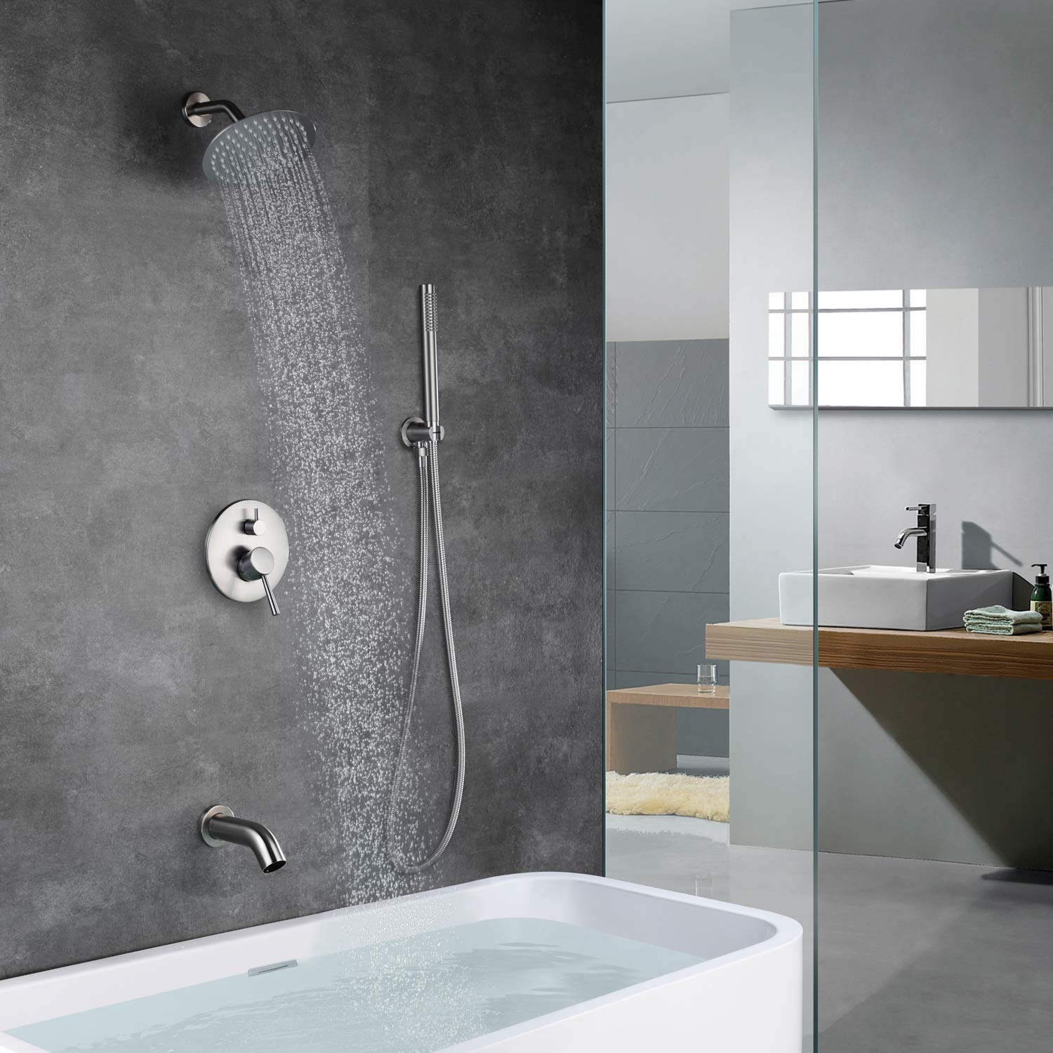 Premium Brushed Nickel Shower System with 8