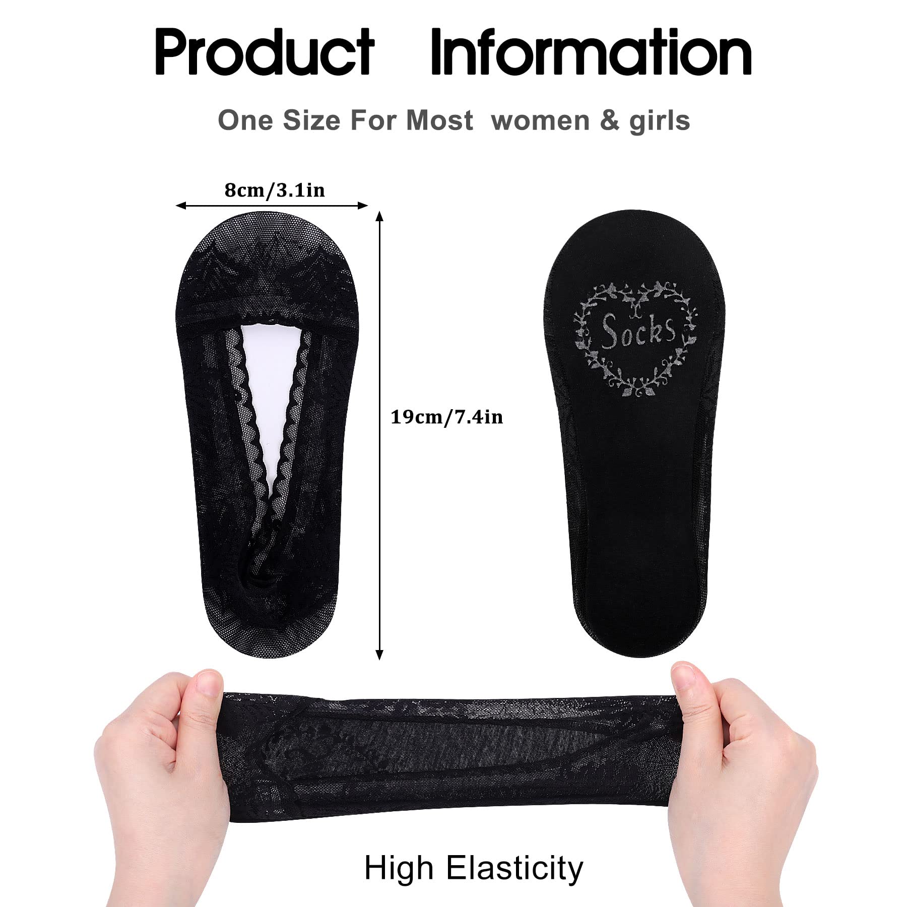 6 Pairs Women's No Show Socks - Non Slip Invisible Lace Socks for Sneakers & High Heels | Ultra Low Cut Shoe Liners for Comfort & Style | Perfect for Workouts, Office Wear & Casual Outfits