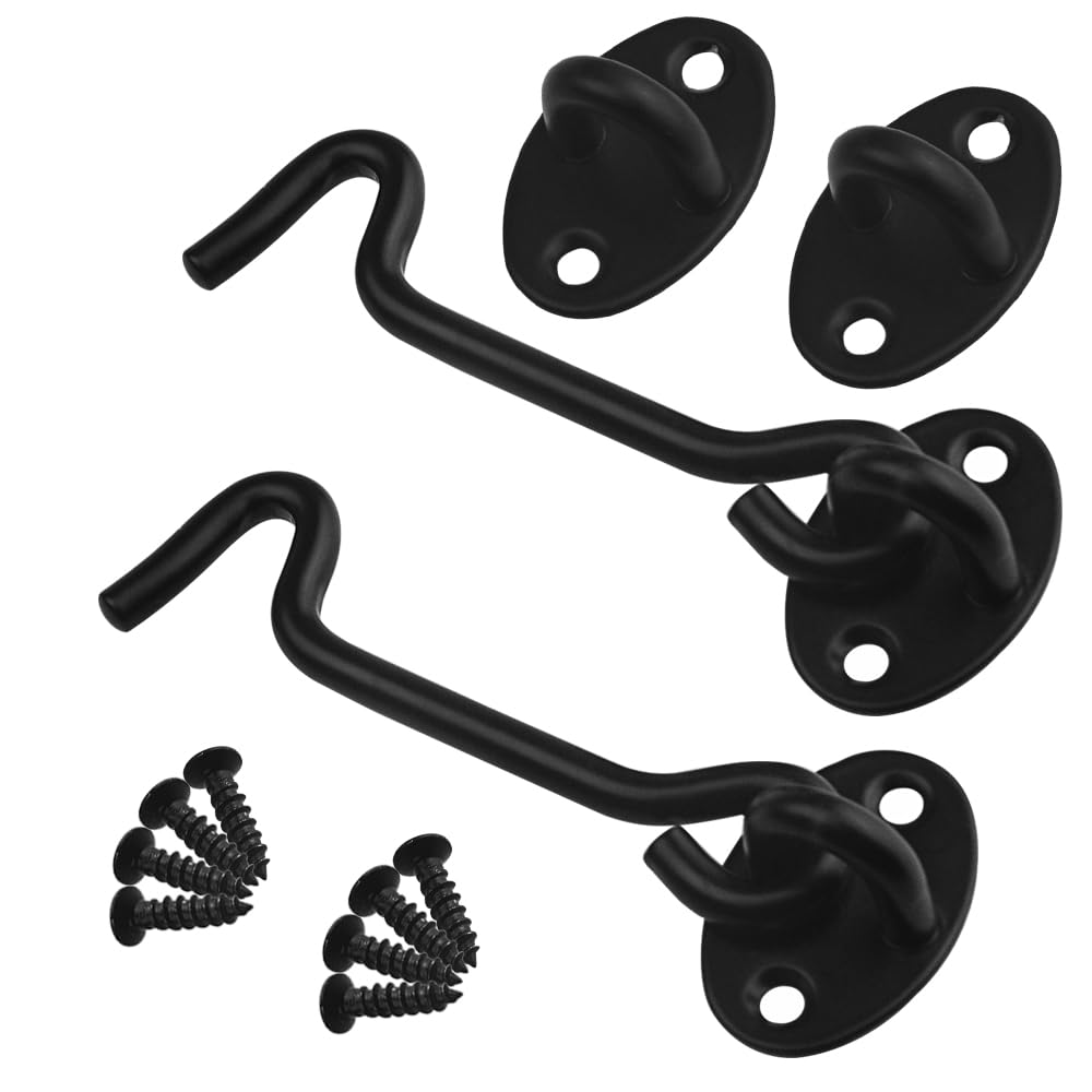 6-Pack Stainless Steel Barn Door Hook and Eye Latch Lock - 4 Inch Heavy Duty Privacy Hooks for Sliding Doors, Cabin Gates, Windows & Bedroom Security - Rustproof Door Hardware for Home, RV and Office Use