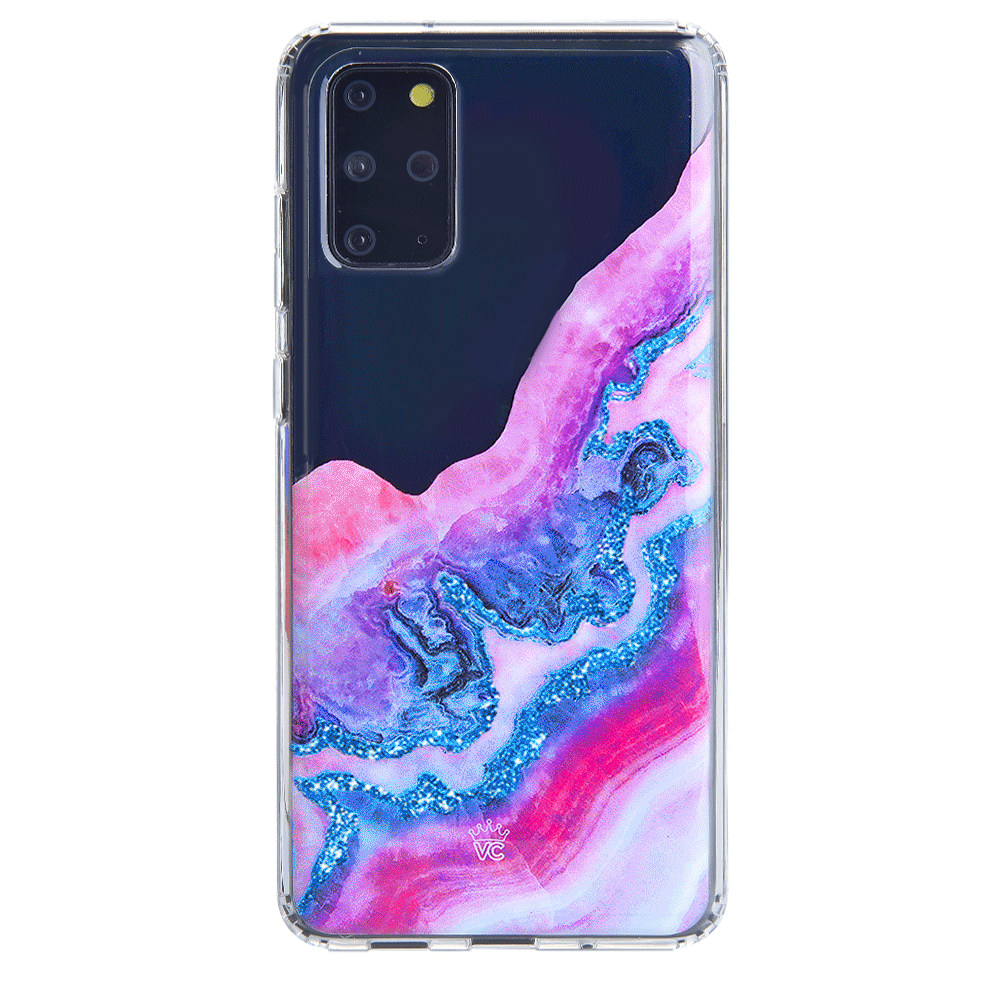 Sparkling Geode Glitter Clear Phone Case for Samsung Galaxy S21/S20/Note 20 - Shatterproof Protective Cover with Crystal Design for Everyday Style & Protection