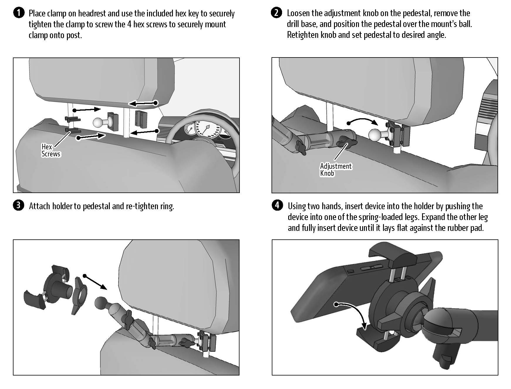 ARKON Heavy-Duty Headrest Mount for Car - Multi-Angle Adjustable Tablet Holder with Strong Clamp | Compatible with iPad, iPhone, Samsung Galaxy (7-12 inch Devices) | Perfect for Road Trips, Kids Entertainment & Backseat Movies