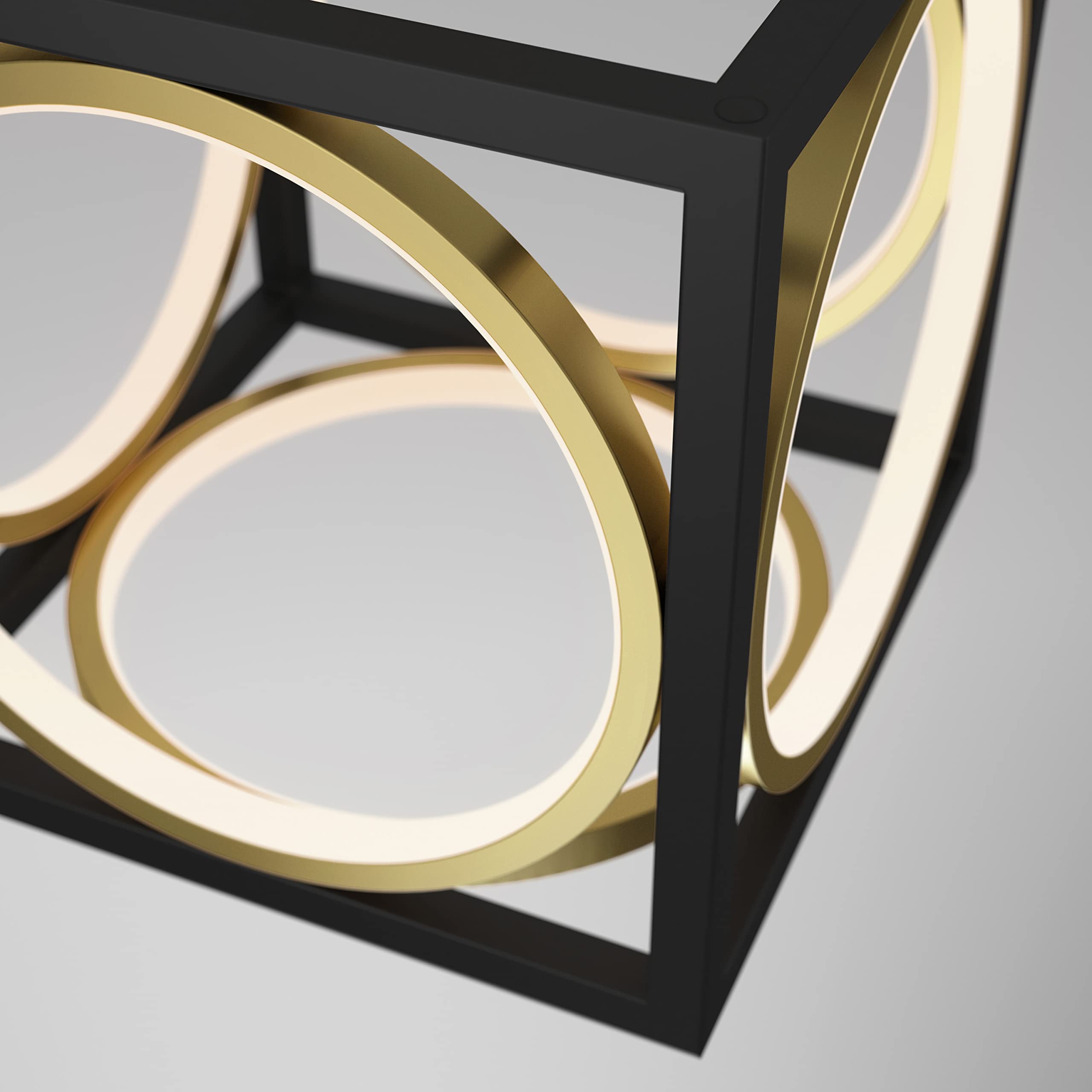 Artika Astoria 13W Modern Geometric Square Pendant Light - Black & Gold Kitchen Island Lighting Fixture, 800 Lumens 3000K Warm White LED, No Bulb Required - Perfect for Dining Room, Kitchen Island, Bar Counter and Restaurant Lighting