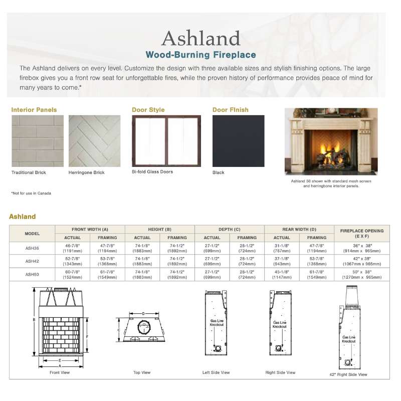 Majestic Ashland 42-Inch Wood Burning Fireplace - ASH42 | Classic Indoor Fireplace for Cozy Living Rooms & Winter Heating