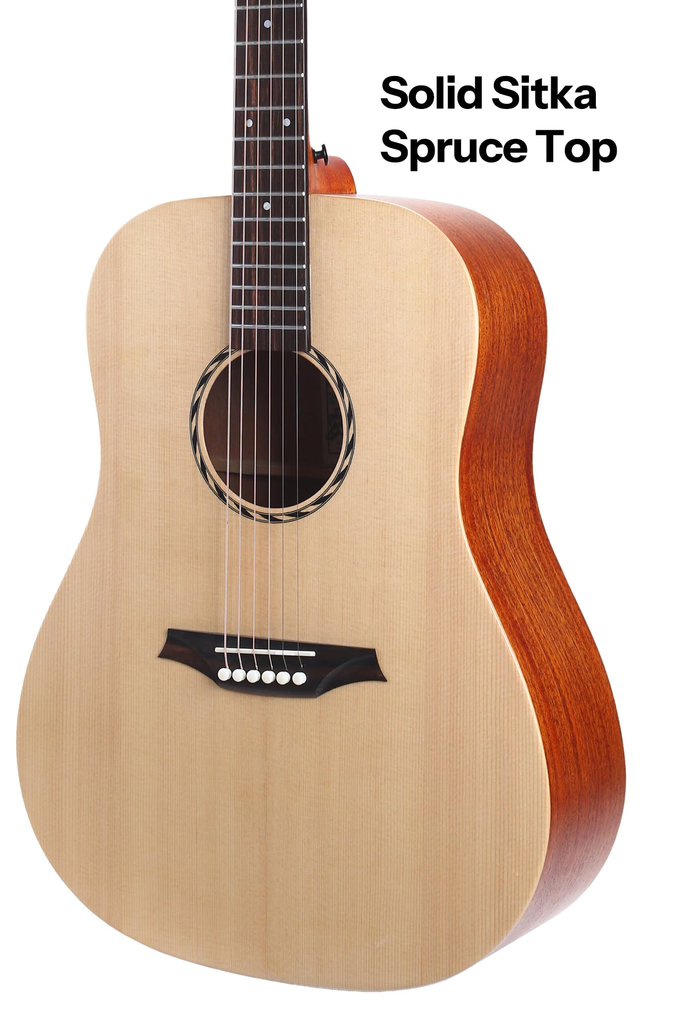 Bromo BAT 1N SG Solid Top Dreadnought Acoustic Guitar - Professional Quality for Beginners & Performers - Perfect for Camping, Concerts & Home Practice