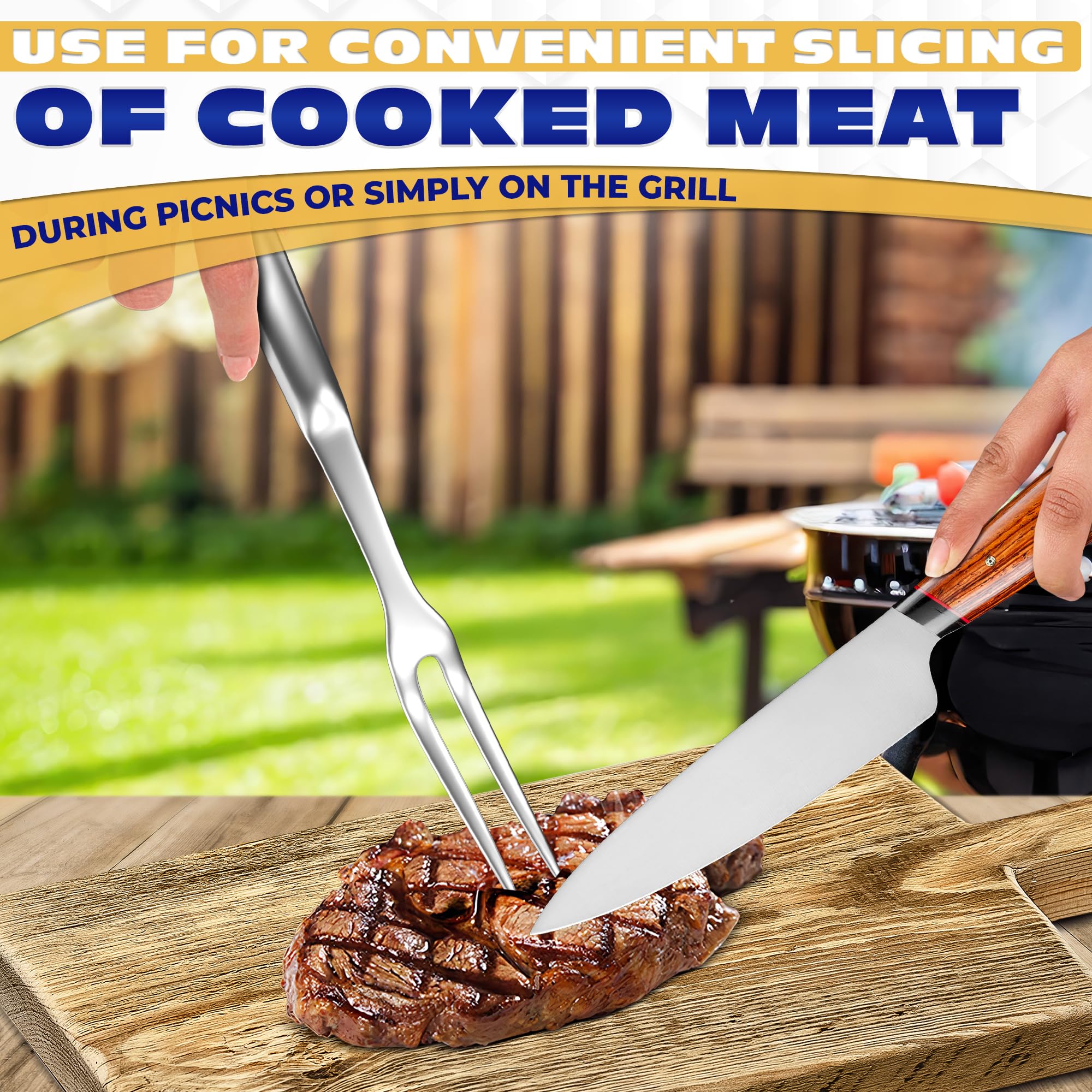 Premium Stainless Steel 11-Inch Two-Pronged Carving Fork - Heavy Duty Meat Fork for Cooking, Serving, and Grilling - Perfect for Roasts, Turkey, BBQ, and Holiday Meals