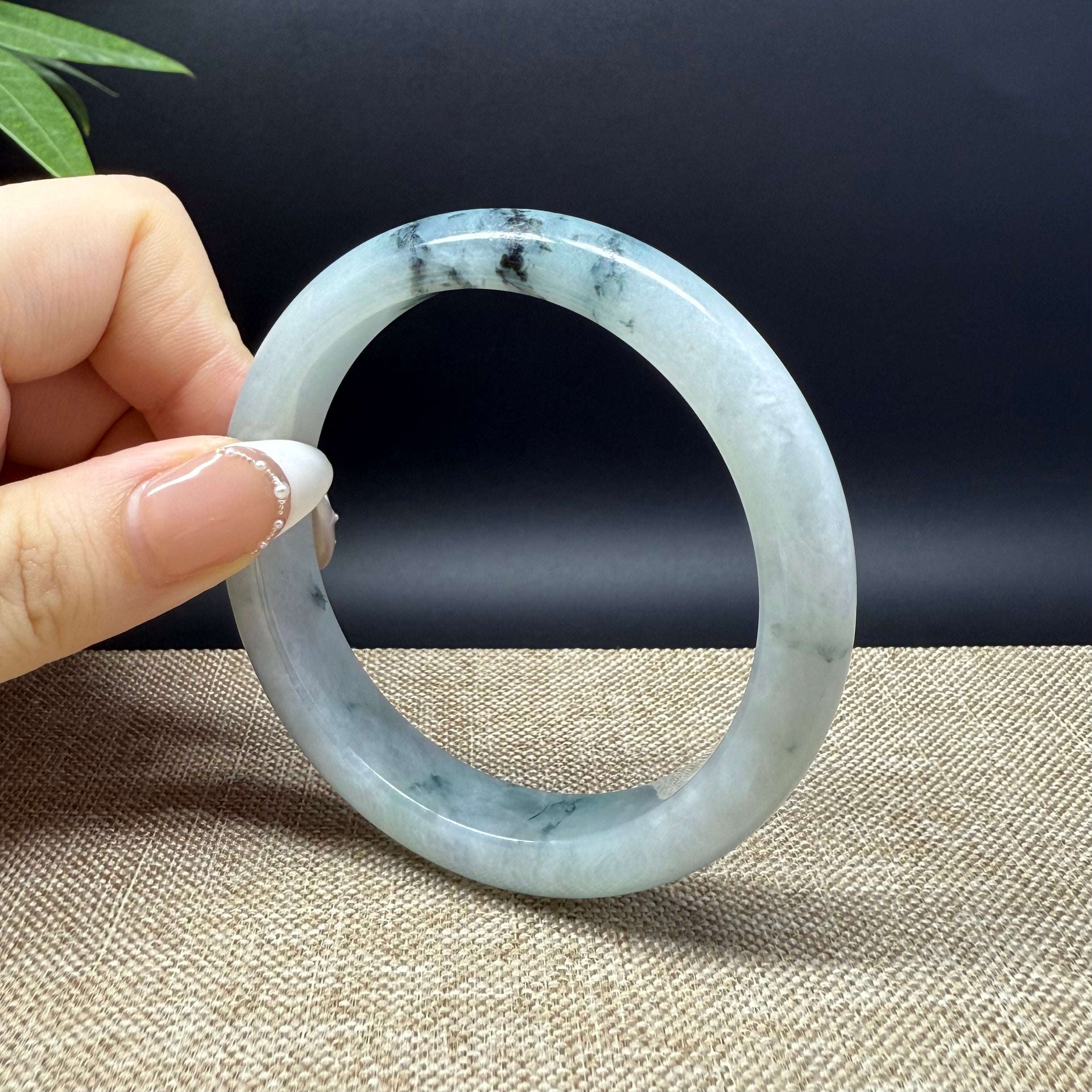 Authentic Burmese Green Jadeite Bangle Bracelet 57.9mm - Elegant Handmade Jewelry for Women, Perfect for Weddings, Gifts & Special Occasions