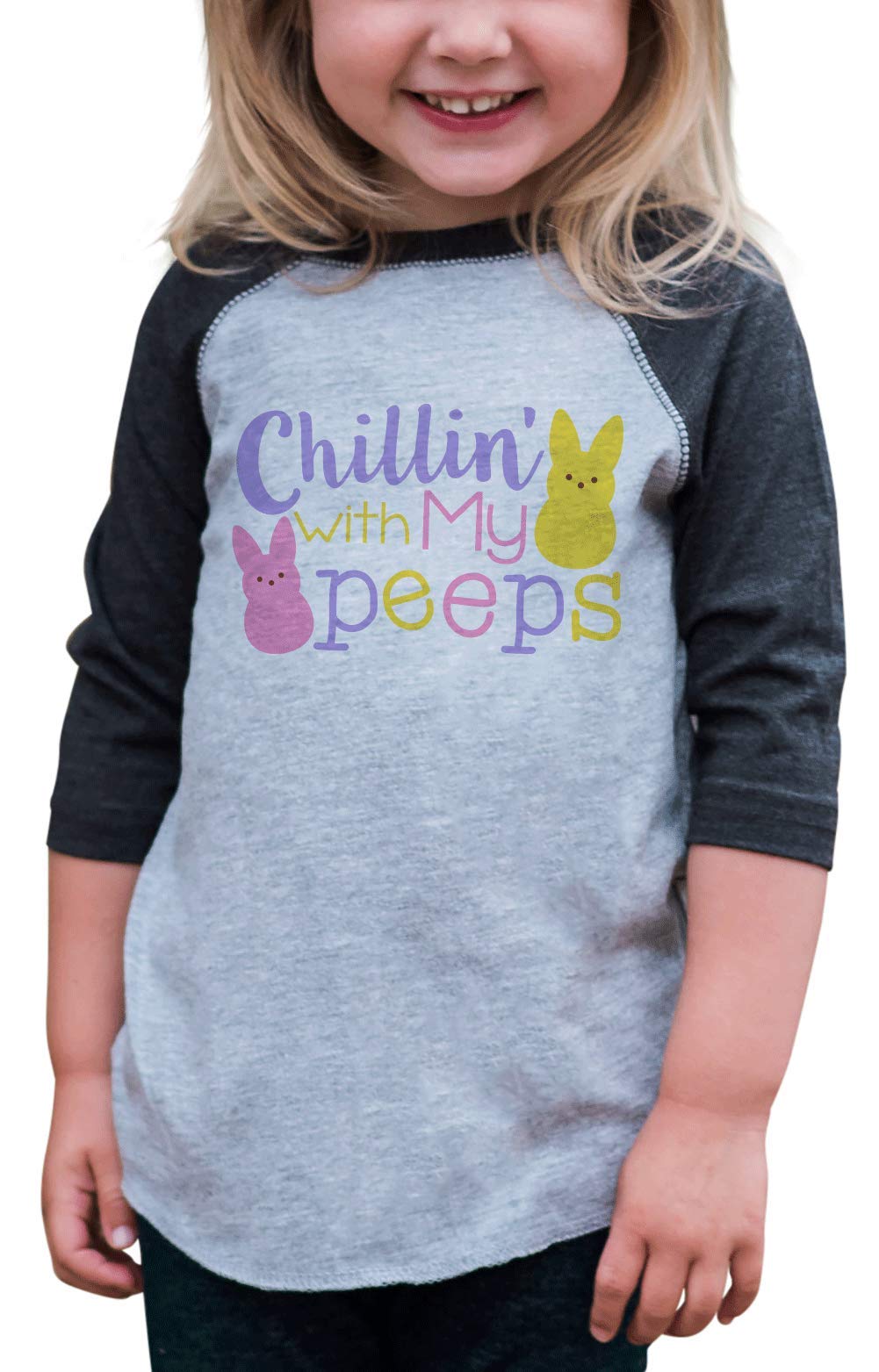 7 Ate 9 Apparel Kids Funny Easter Grey Raglan T-Shirt - Cute Easter Bunny Graphic Tee for Boys & Girls - Perfect for Easter Egg Hunts, Spring Parties & Family Photos