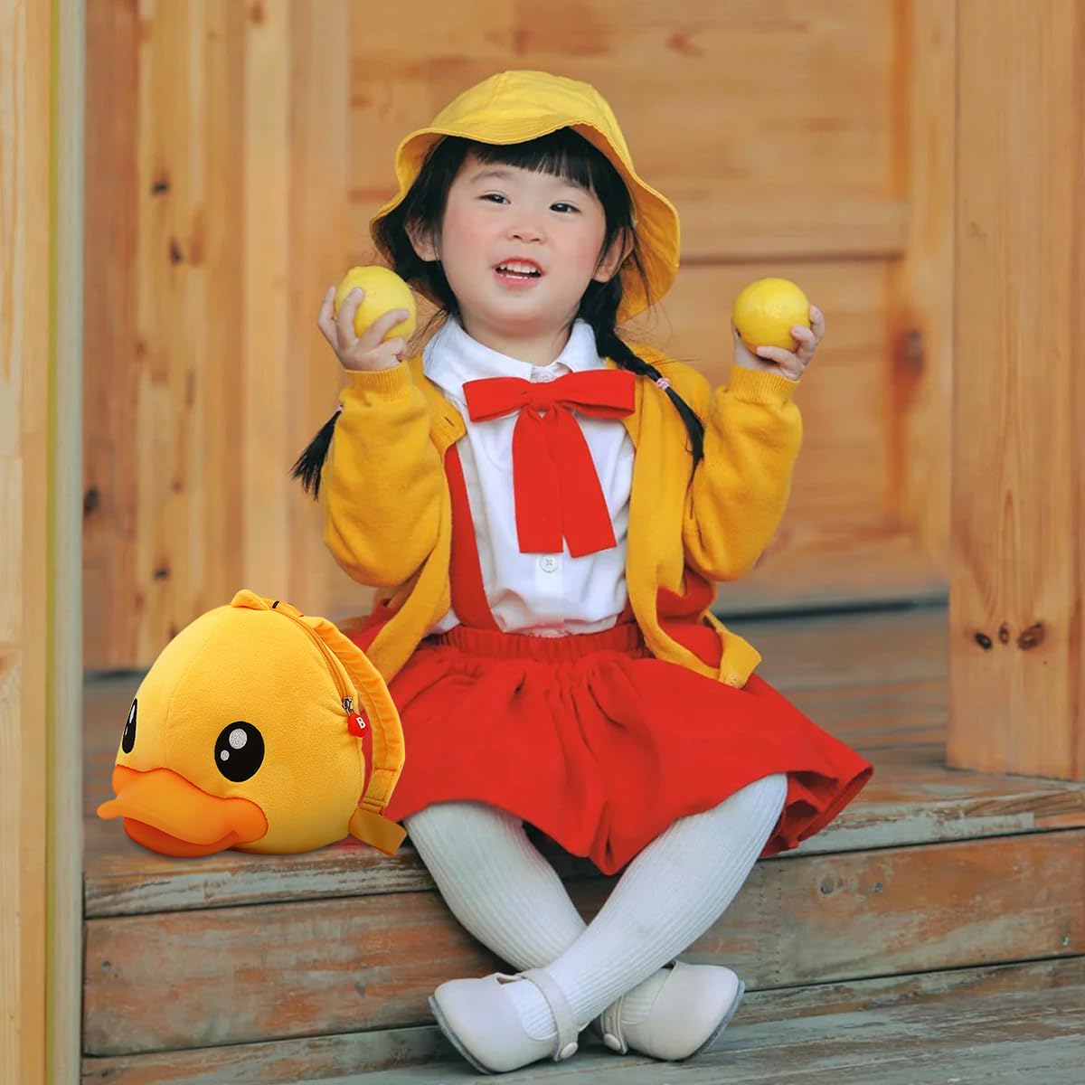 B.Duck Kids Backpack - Soft Plush Yellow Duck Mini Backpack for Kindergarten, Travel & School - Cute Unisex Backpack for Boys & Girls - Perfect for Daycare, Outings & Daily Use