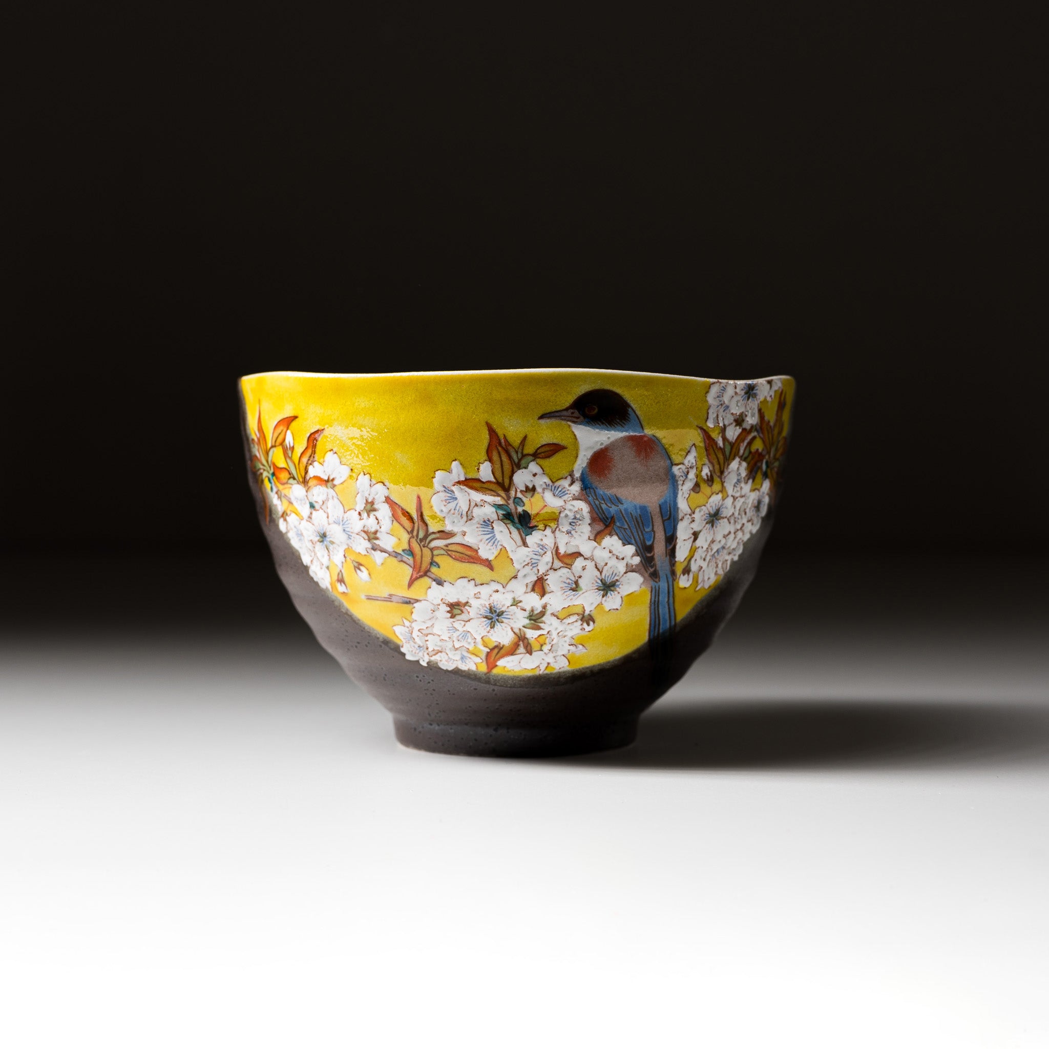 Kutani Ware Large Rice Bowl - Kacho Fugetsu Japanese Porcelain Tea Bowl for Sushi, Ramen & Traditional Dining | Handcrafted Ceramic Dish for Home & Restaurant Use