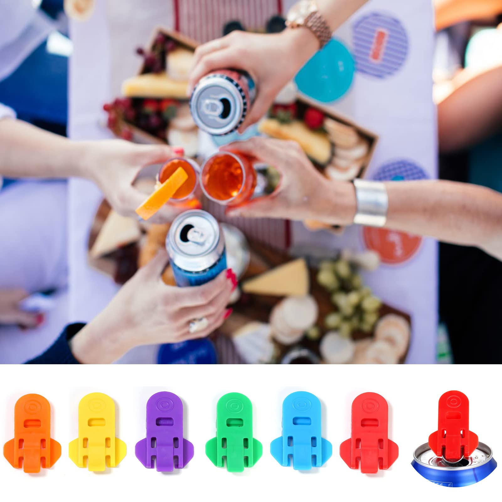 6-Pack Colorful Manual Can Openers with Plastic Shields - Easy Open Soda, Beer, Beverage Cans - Perfect for Parties, Camping, BBQs & Home Use