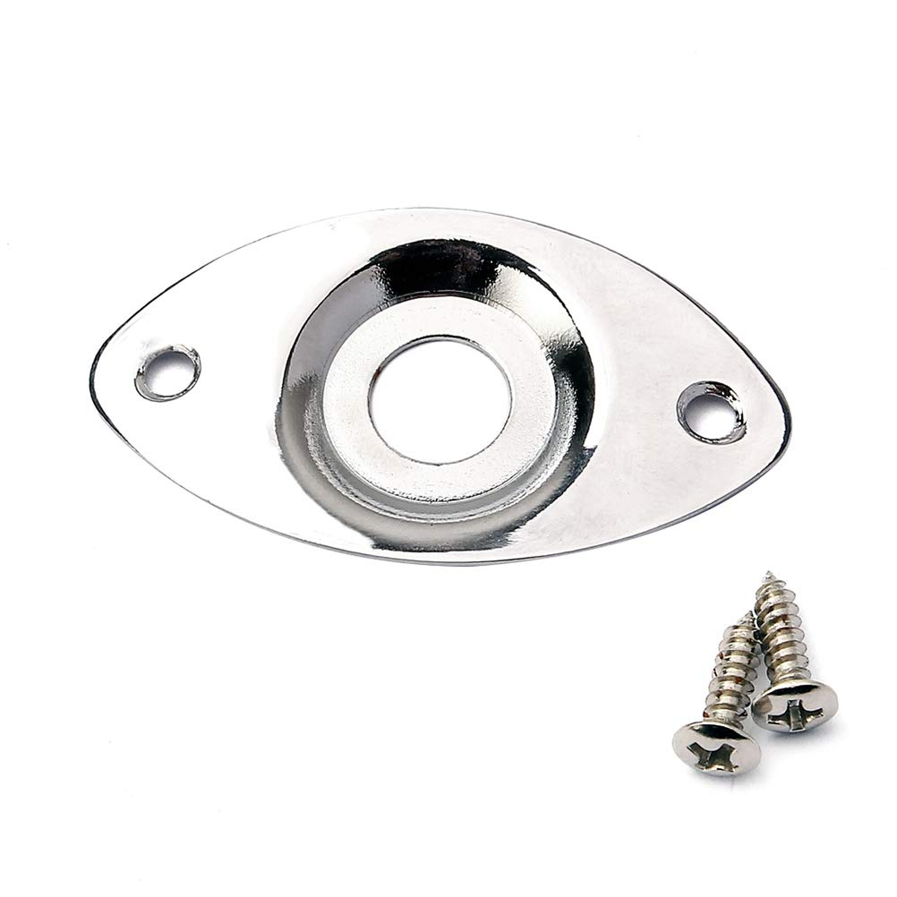 HEALLILY Oval Guitar Pickup Output Jack Plate - Replacement for Electric Guitar & Bass - Durable Metal Plate for Easy Installation & Secure Connection - Perfect for DIY Guitar Repairs & Upgrades