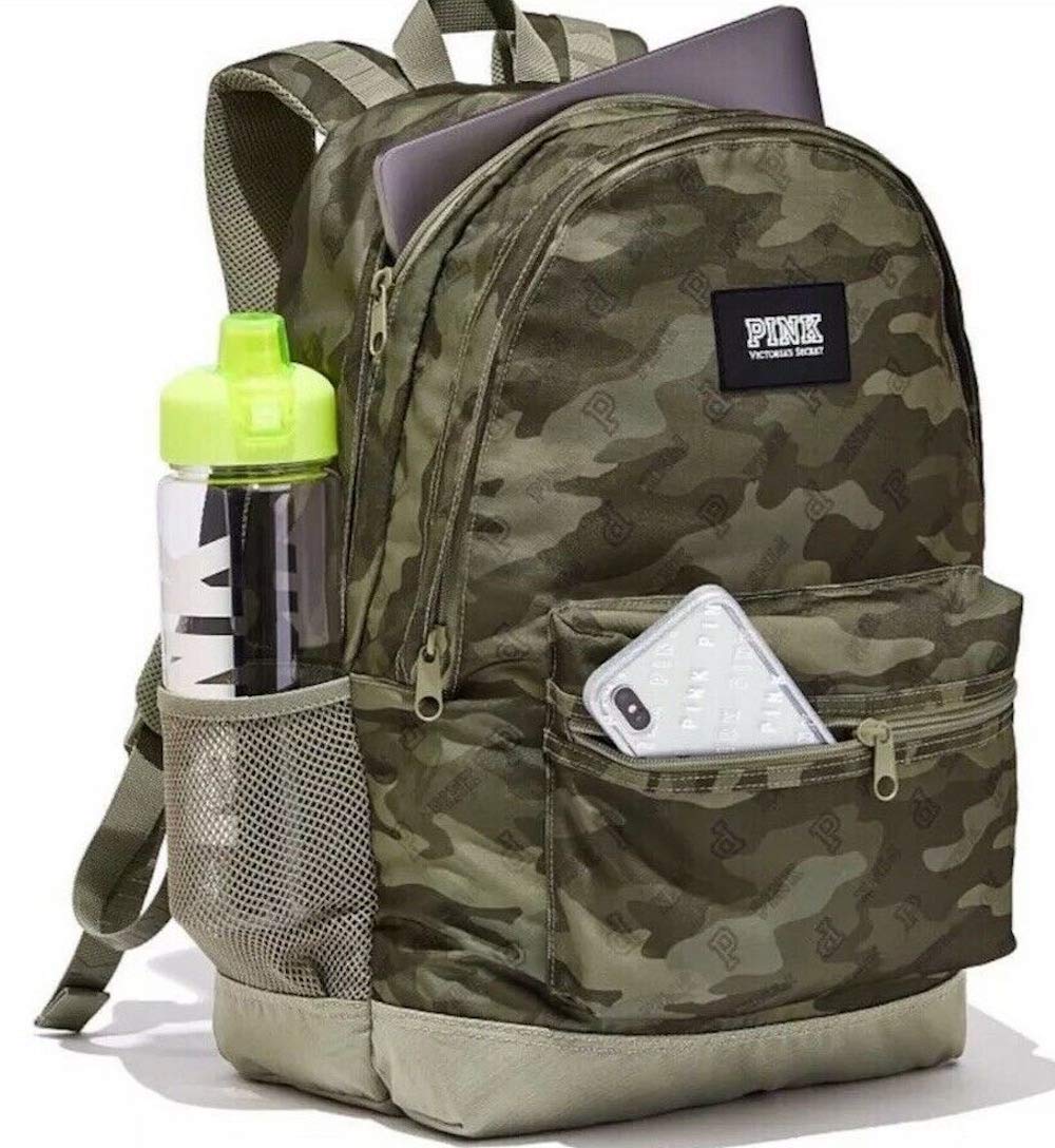 Victoria's Secret PINK Campus Backpack for Women - 2019 Camo Print School Backpack, Durable College Bookbag with Laptop Compartment | Perfect for School, Travel & Everyday Use