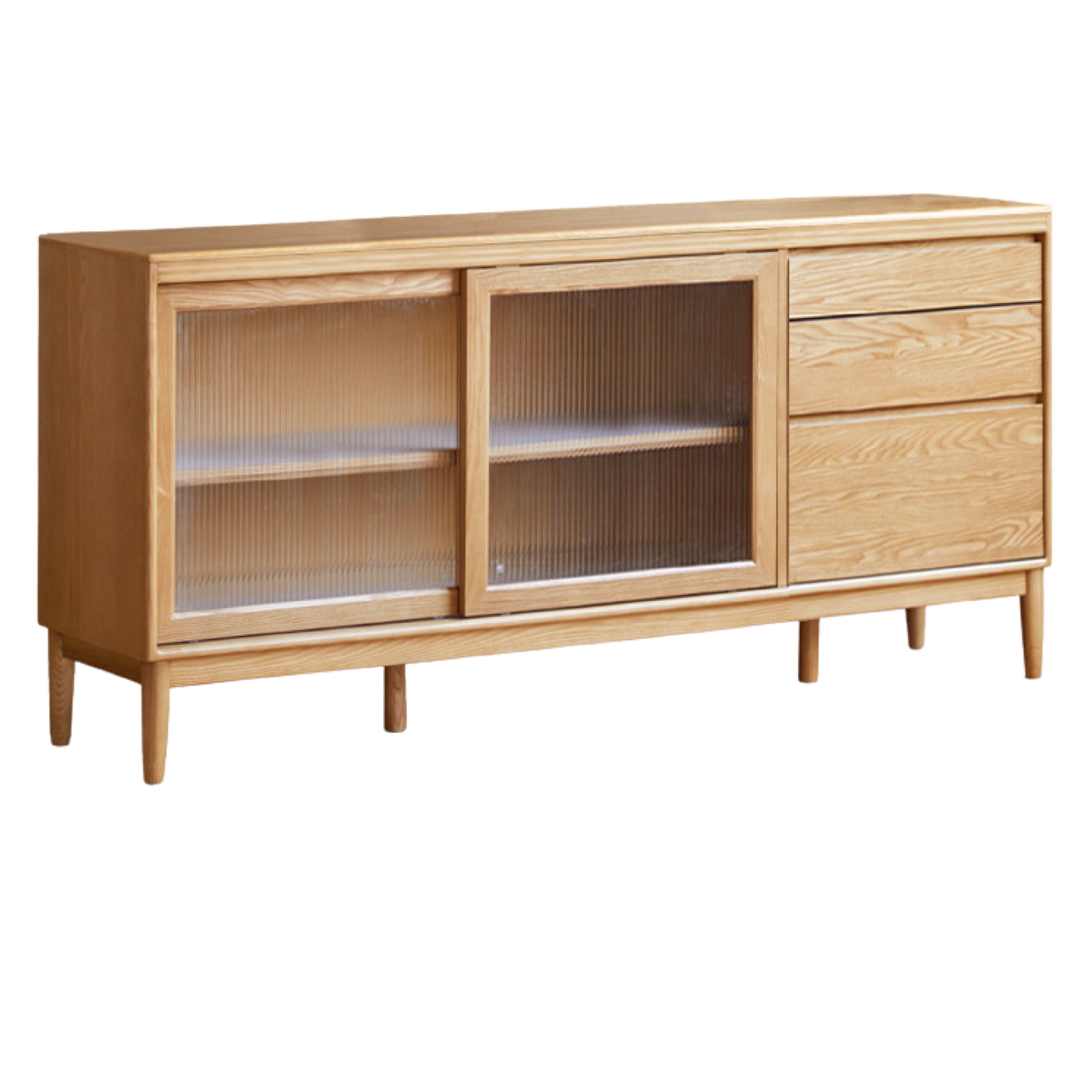 Oak Solid Wood Large Capacity Storage Sideboard - Rustic Buffet Cabinet for Dining Room, Living Room & Entryway Storage