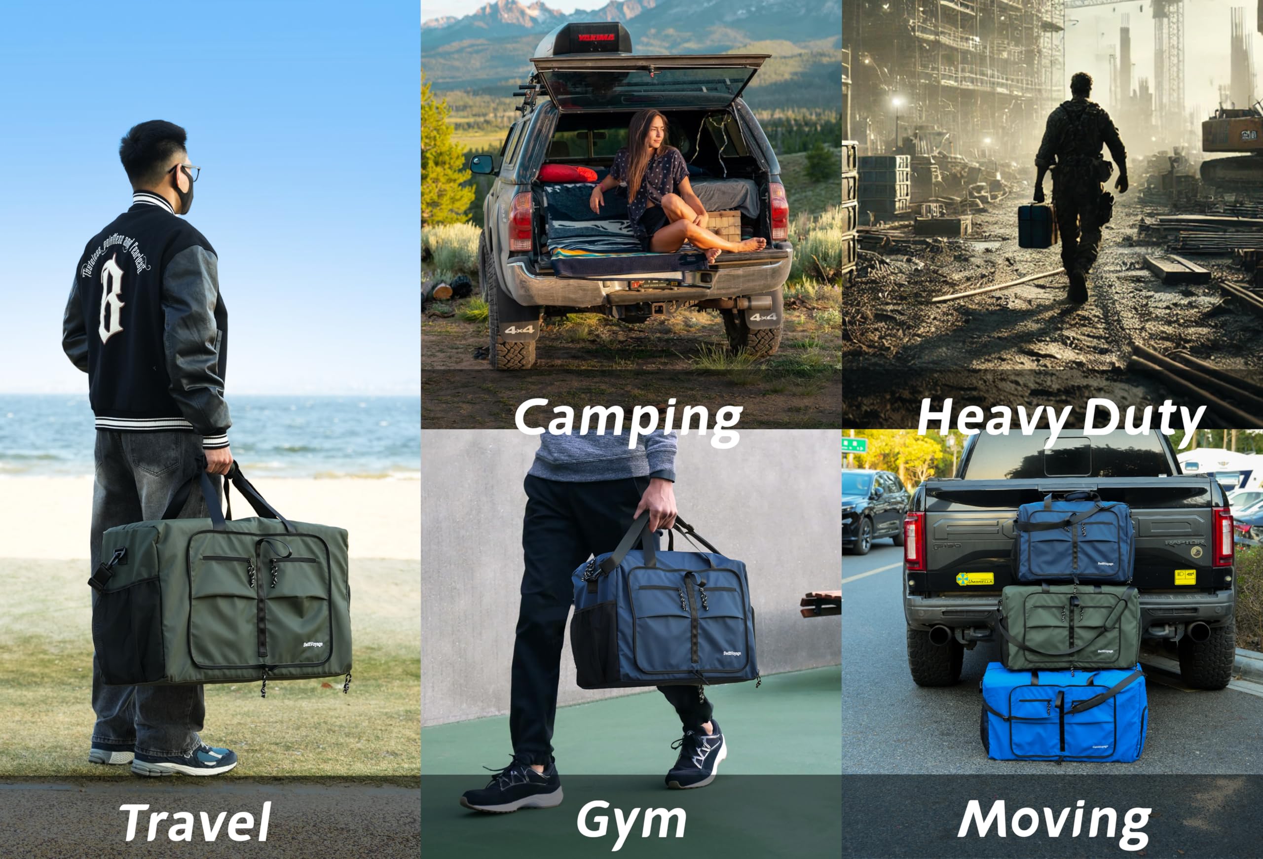 Expandable 60L Duffle Bag for Women & Men - Heavy Duty Foldable Gym Bag, Travel Duffel for Sports, Camping & Workout | Perfect for Gym, Travel, Weekend Getaways & Outdoor Adventures