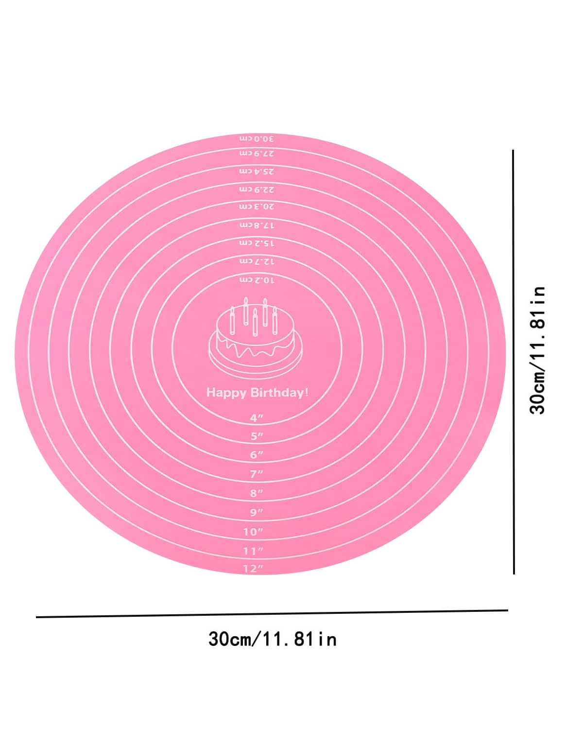 Non-Stick Heat Resistant Silicone Baking Mat with Measurements - Perfect for Cake Decorating, Pastry Making & Baking on Turntable Stands (Pink) | Ideal for Home Bakers & Professional Chefs