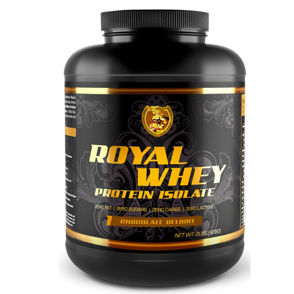 RSN Royal 100% Whey Protein Isolate Powder | 27g Protein Per Serving | Zero Sugar | Low Carb (1g) | 5 lb Bulk Size | 76 Servings | Chocolate Flavor | Post-Workout Recovery & Muscle Building Supplement